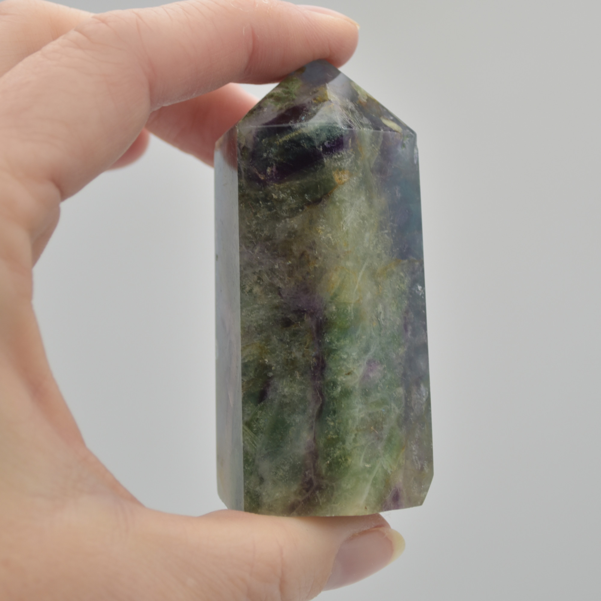 Snowflake Fluorite Point, Tower, Wand - 149 grams