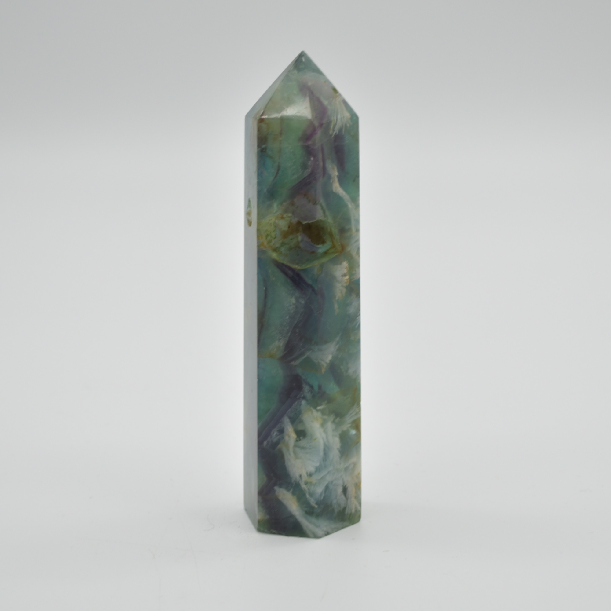 Snowflake Fluorite Point, Tower, Wand - 192 grams