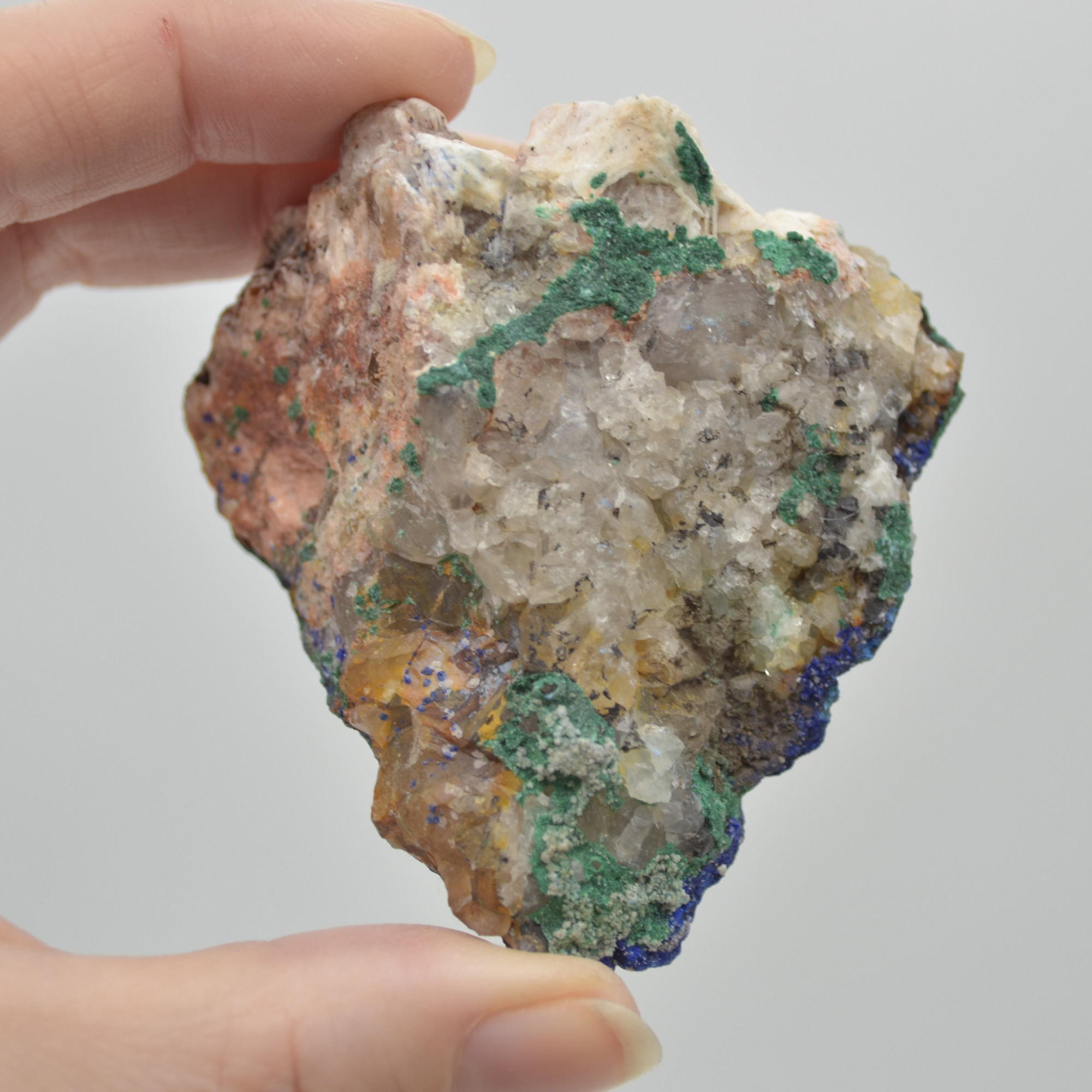 Azurite Malachite Calcite Specimen Matrix Rock - 120 grams - Image 5
