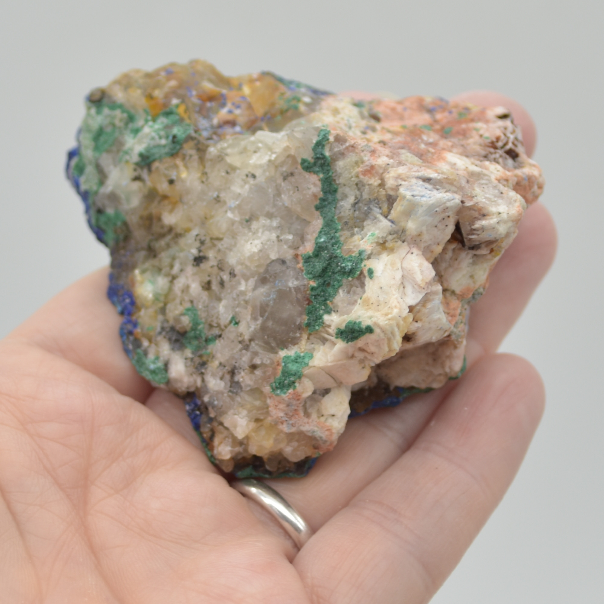 Azurite Malachite Calcite Specimen Matrix Rock - 120 grams - Image 8