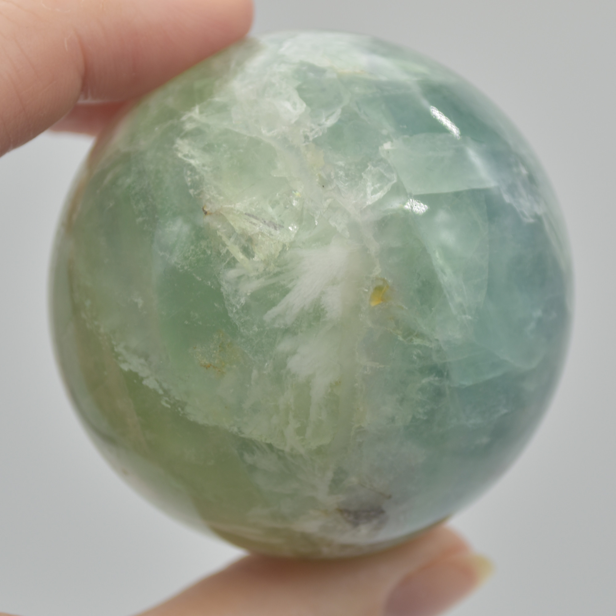 Snowflake Fluorite Crystal Sphere / Ball - 293 grams