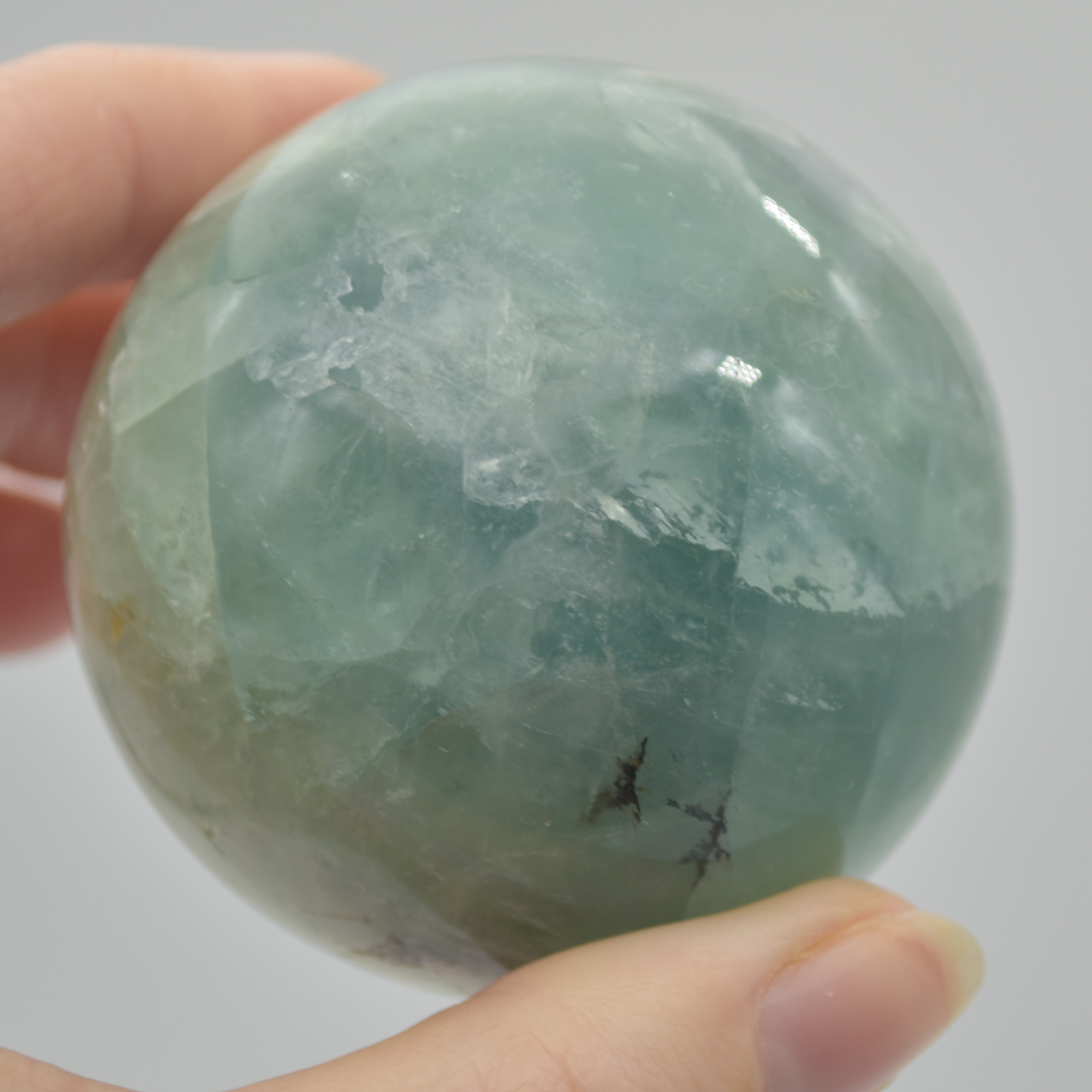 Snowflake Fluorite Crystal Sphere / Ball - 293 grams - Image 4