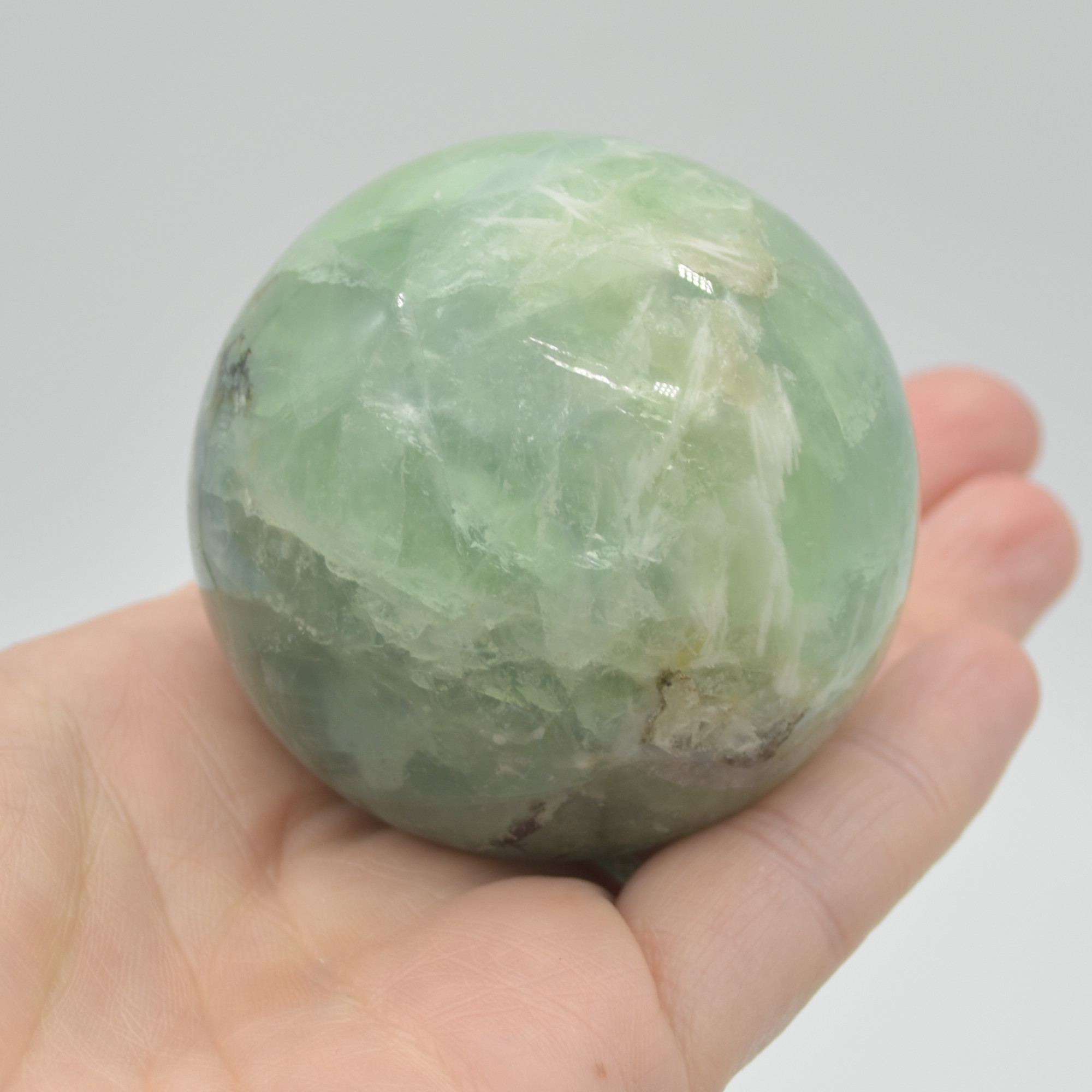 Snowflake Fluorite Crystal Sphere / Ball - 293 grams - Image 6