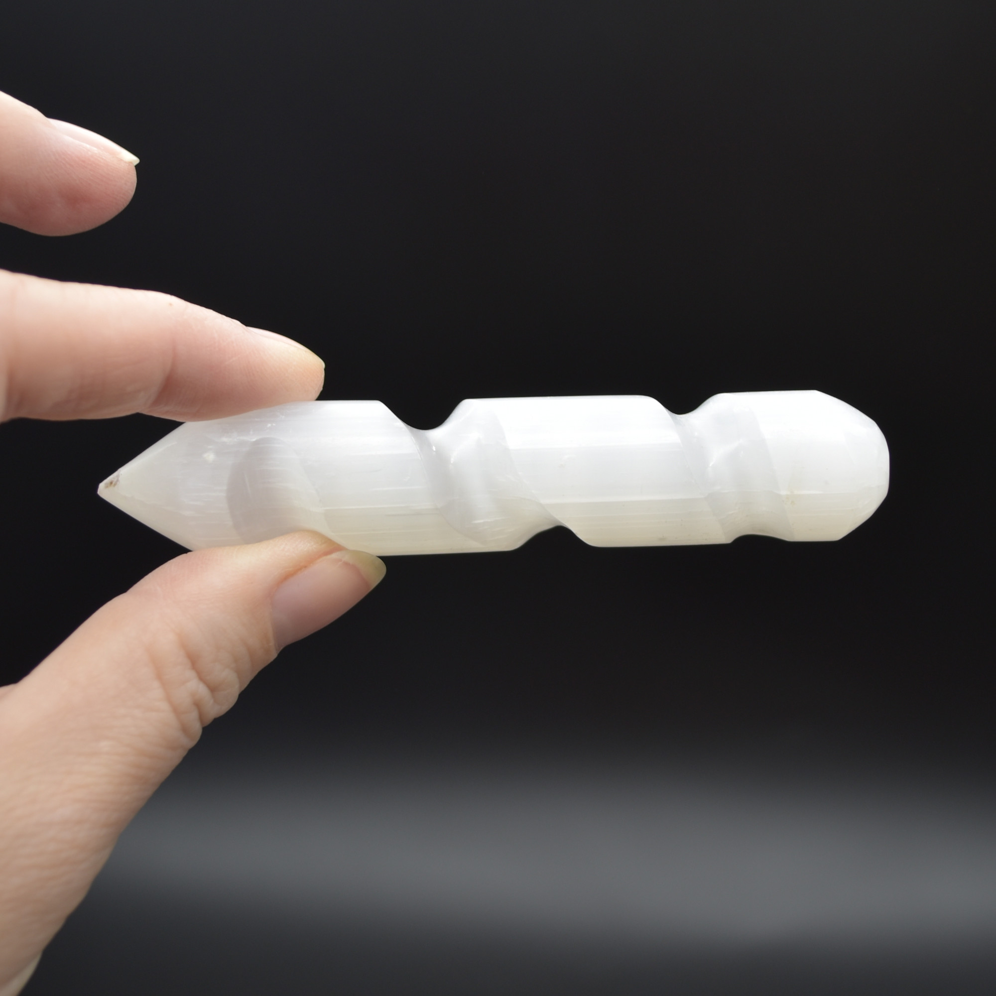 Selenite Spiral Point Wand - 10cm - 1 Count - Image 6