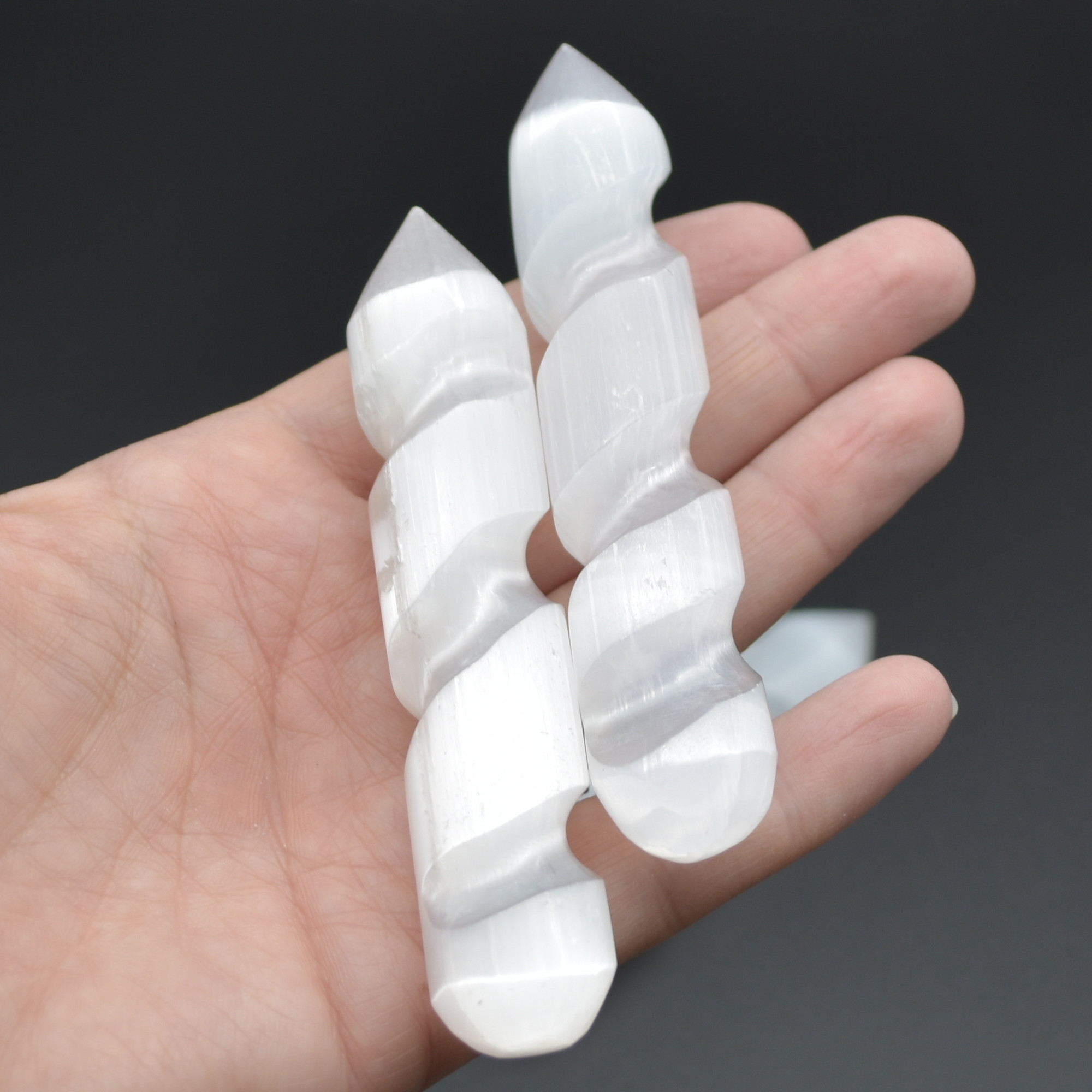 Selenite Spiral Point Wand - 10cm - 1 Count