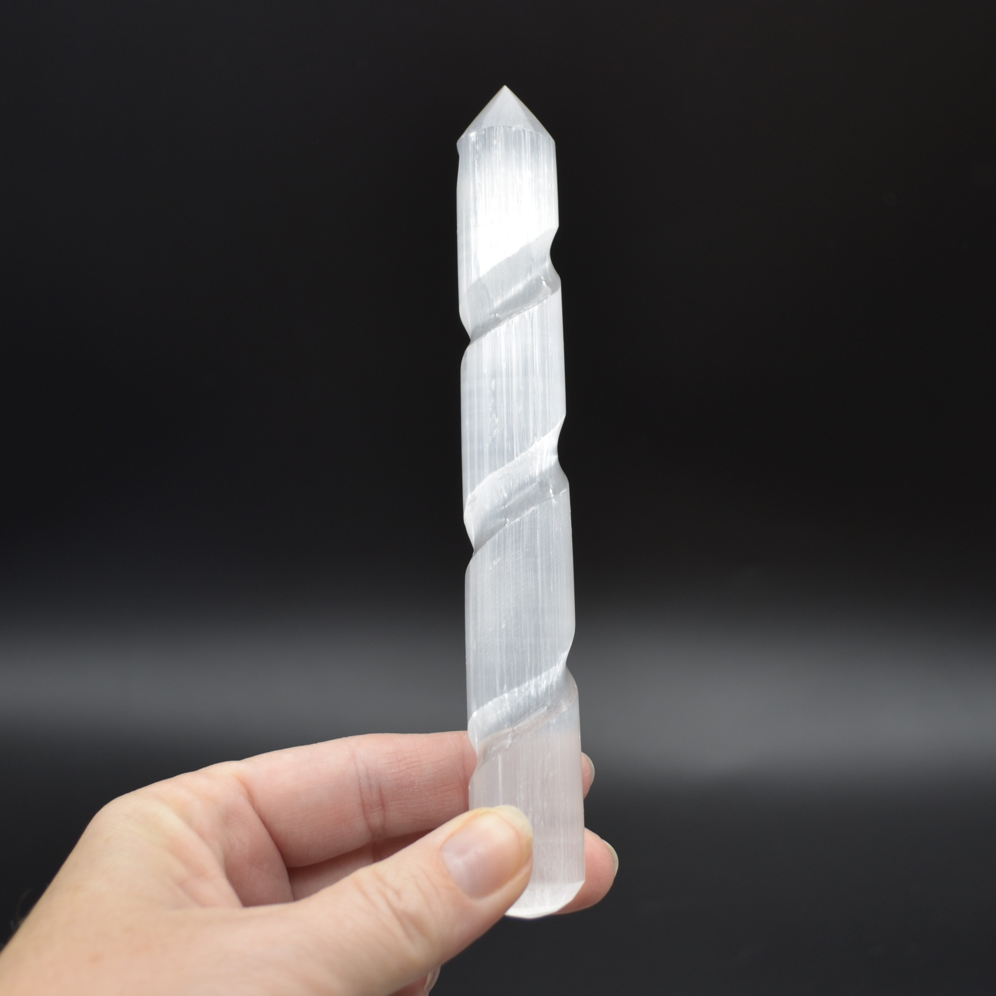 Selenite Spiral Point Wand - 15cm - 1 Count - Image 4