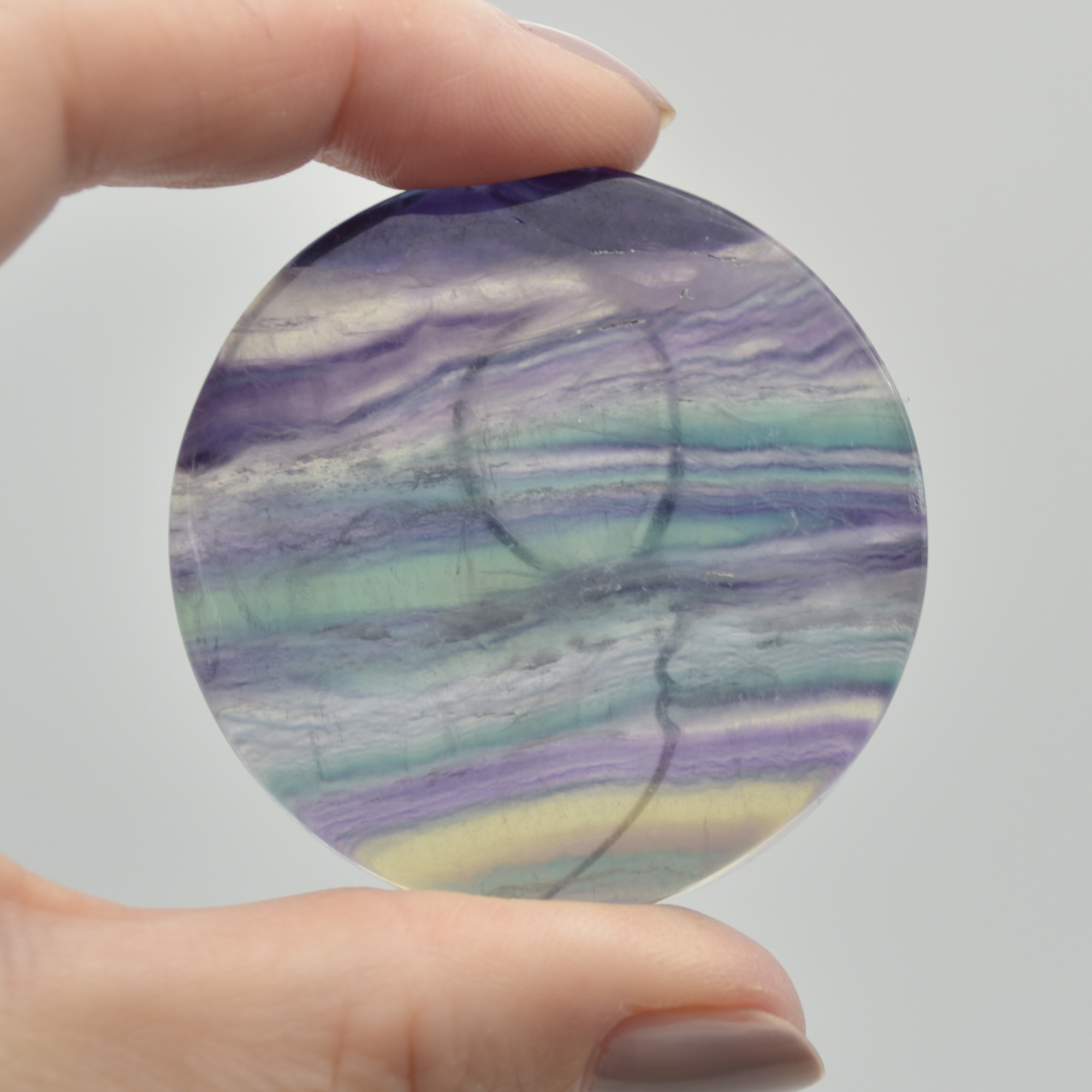 Rainbow Fluorite Sun and Moon Face - 5cm - 56 grams - 1 count - Image 2