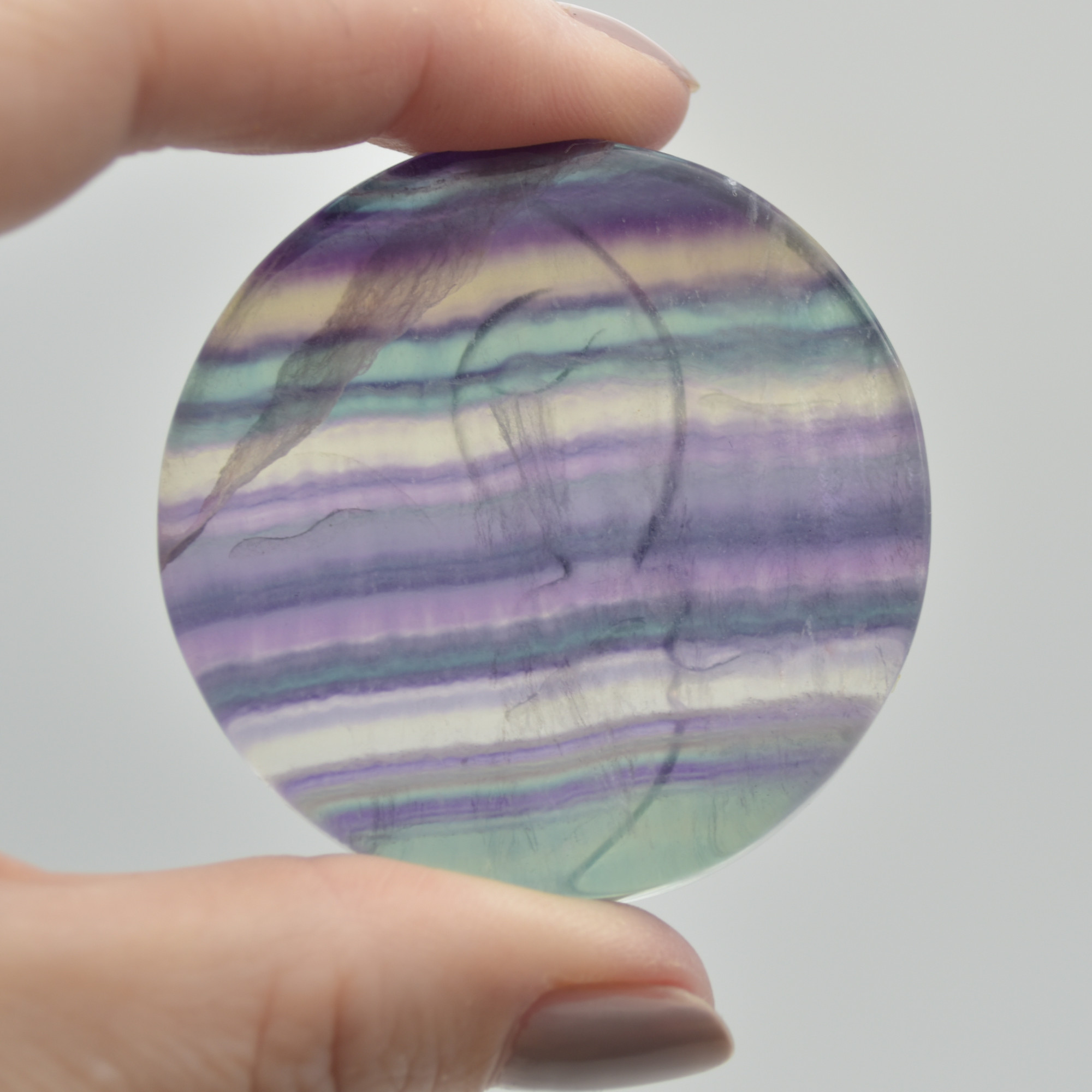 Rainbow Fluorite Sun and Moon Face - 5cm - 62 grams - 1 count