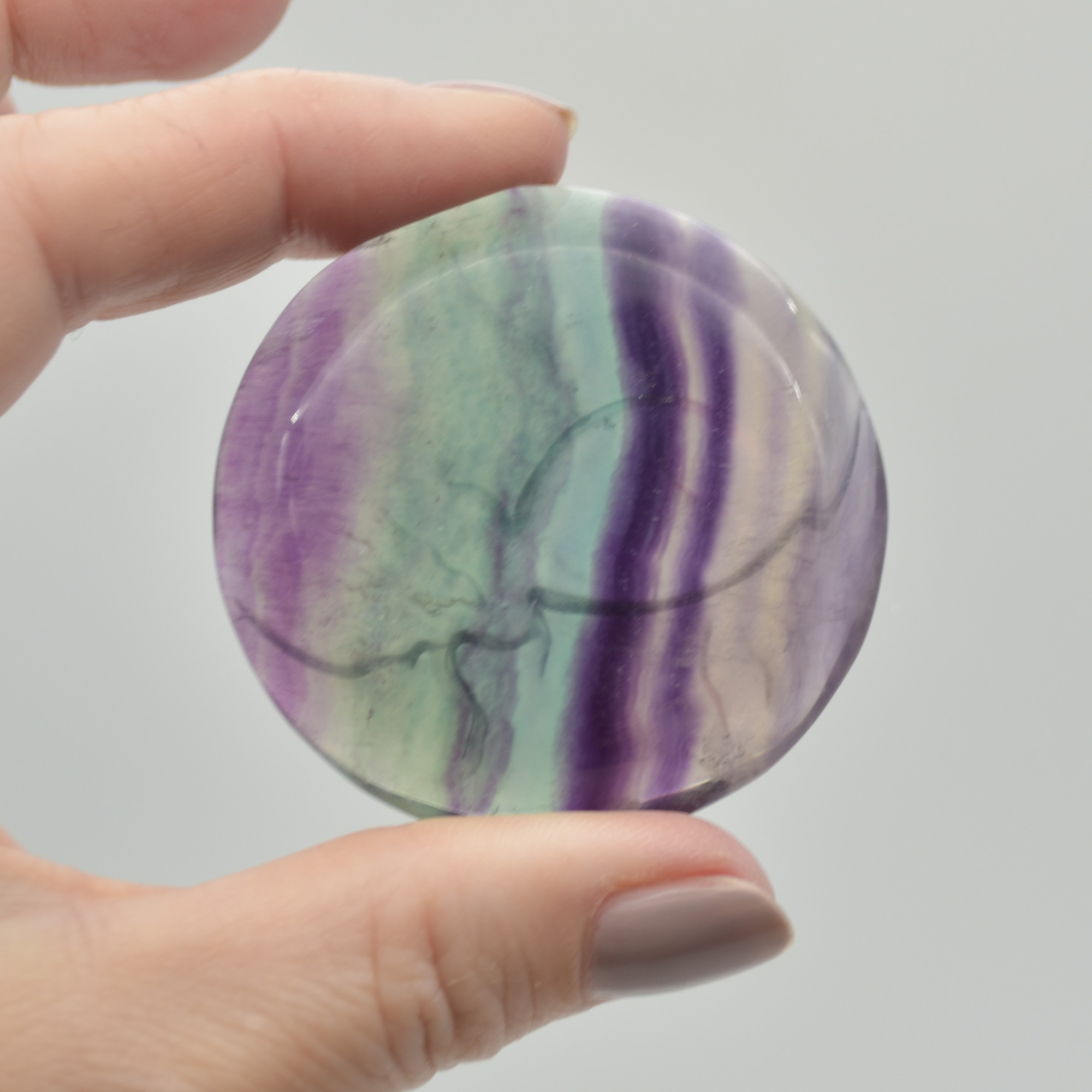 Rainbow Fluorite Sun and Moon Face - 5cm - 48 grams - 1 count - Image 2