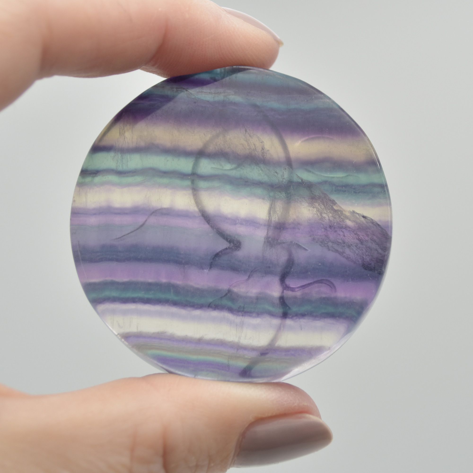 Rainbow Fluorite Sun and Moon Face - 4.8cm - 58 grams - 1 count - Image 2