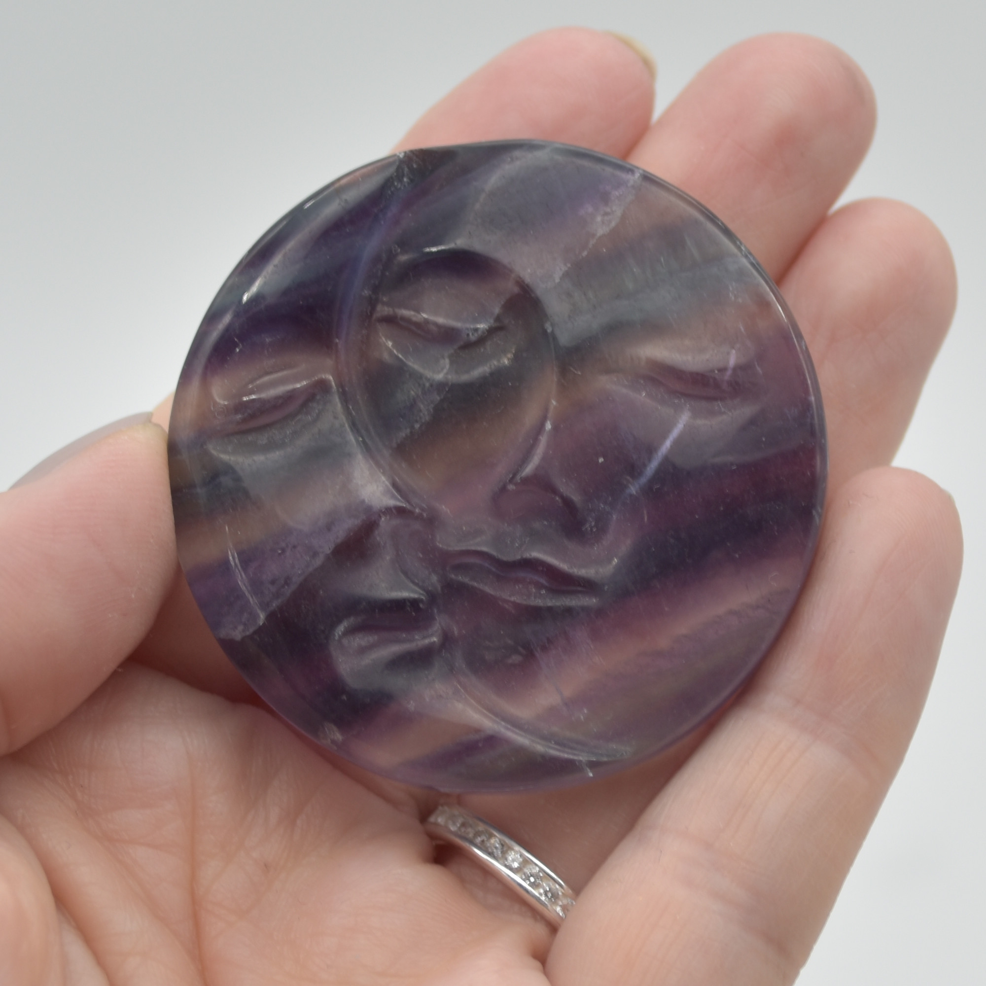 Rainbow Fluorite Sun and Moon Face - 4.8cm - 58 grams - 1 count - Image 4