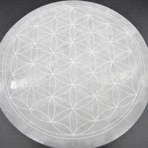 Selenite Flower Grid Round Charging Plate - 1 Count - 6 Sizes