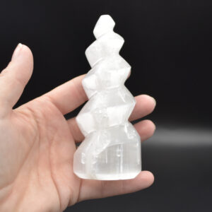 Selenite Unicorn Horn Point / Tower / Wand - 10cm - 1 Count
