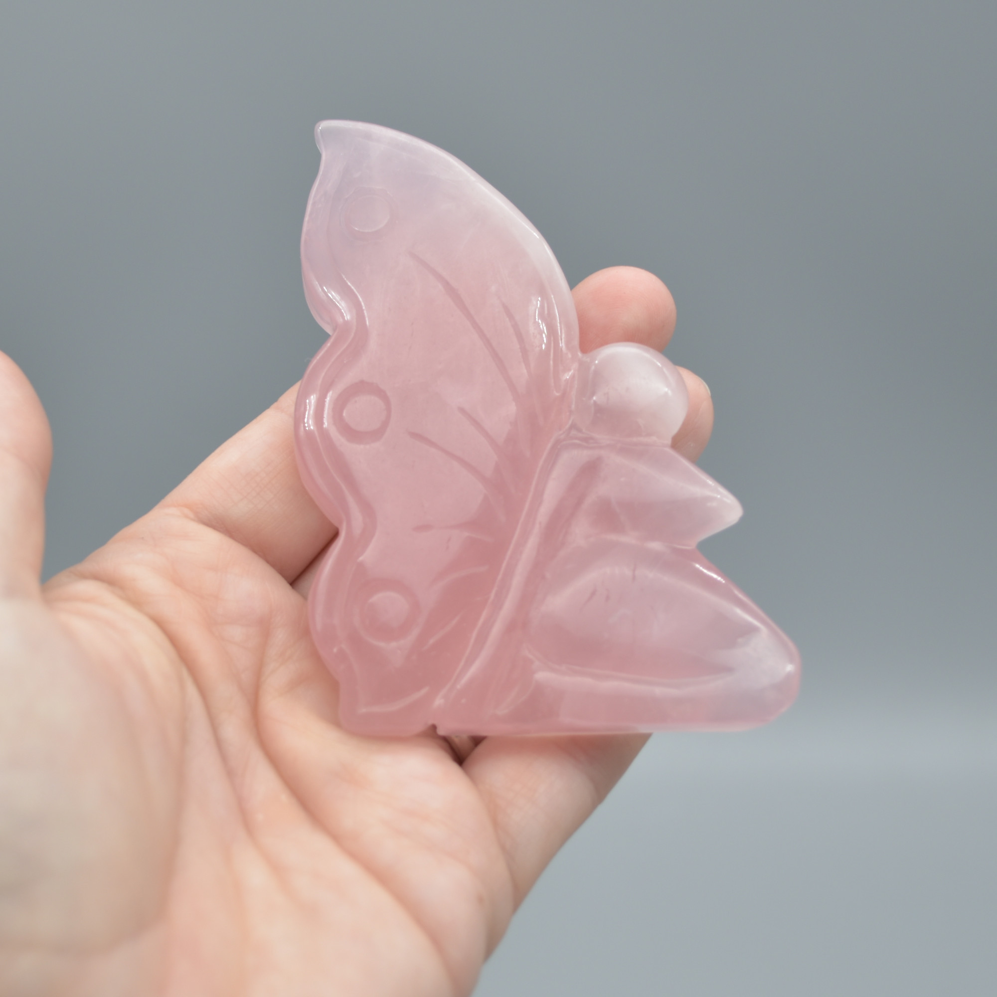 Rose Quartz Carved Garden Fairy- 101 grams #02