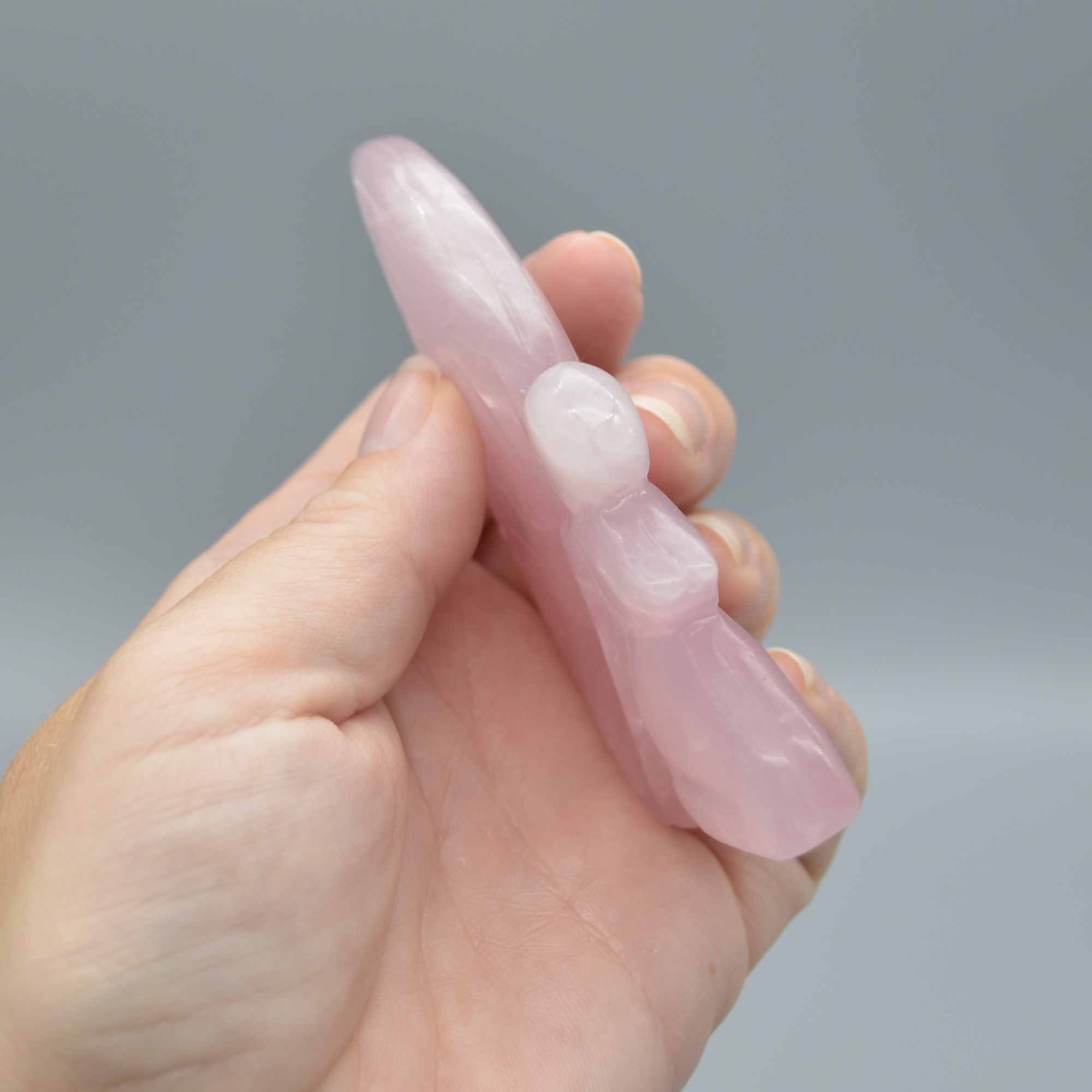 Rose Quartz Carved Garden Fairy- 101 grams #02 - Image 3