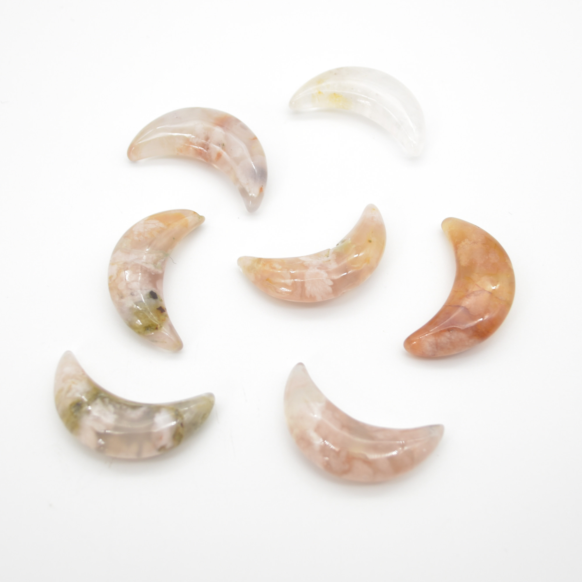 Flower Agate Crescent Moon - 3cm - 1 Count - Image 3