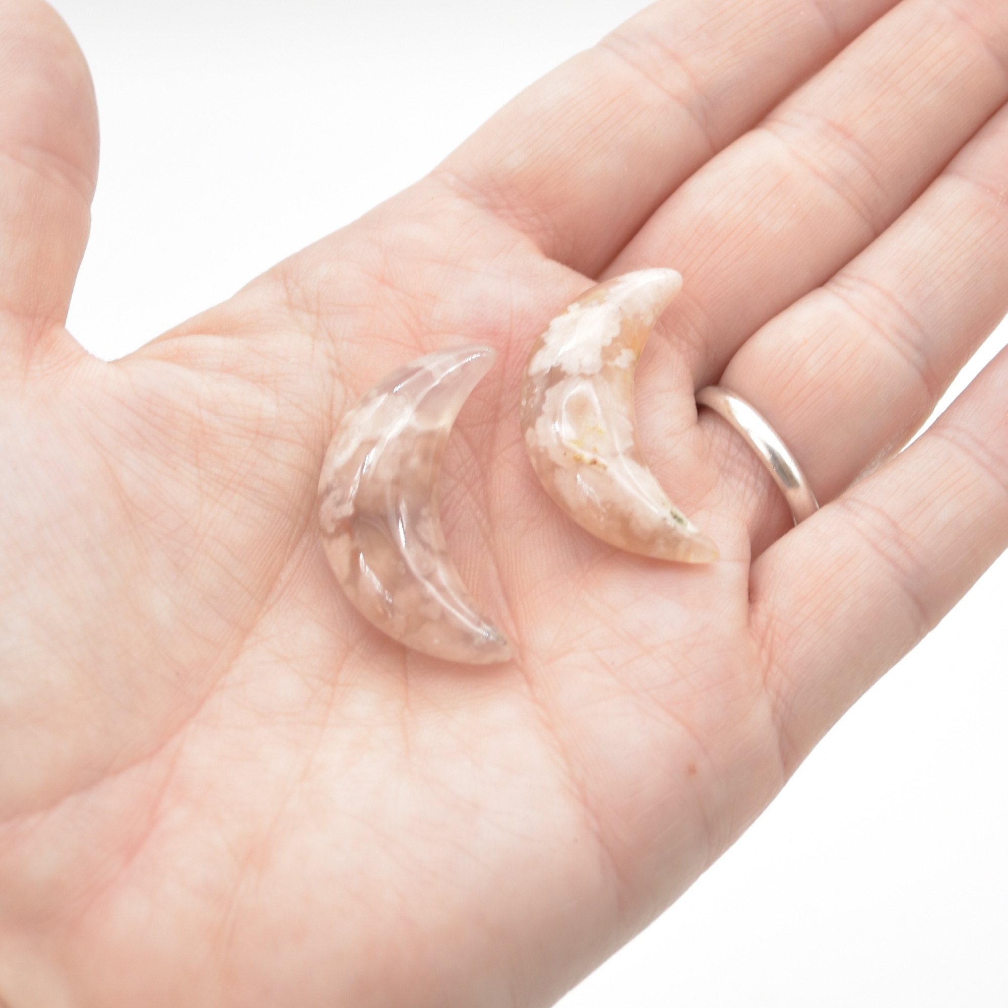 Flower Agate Crescent Moon - 3cm - 1 Count - Image 7