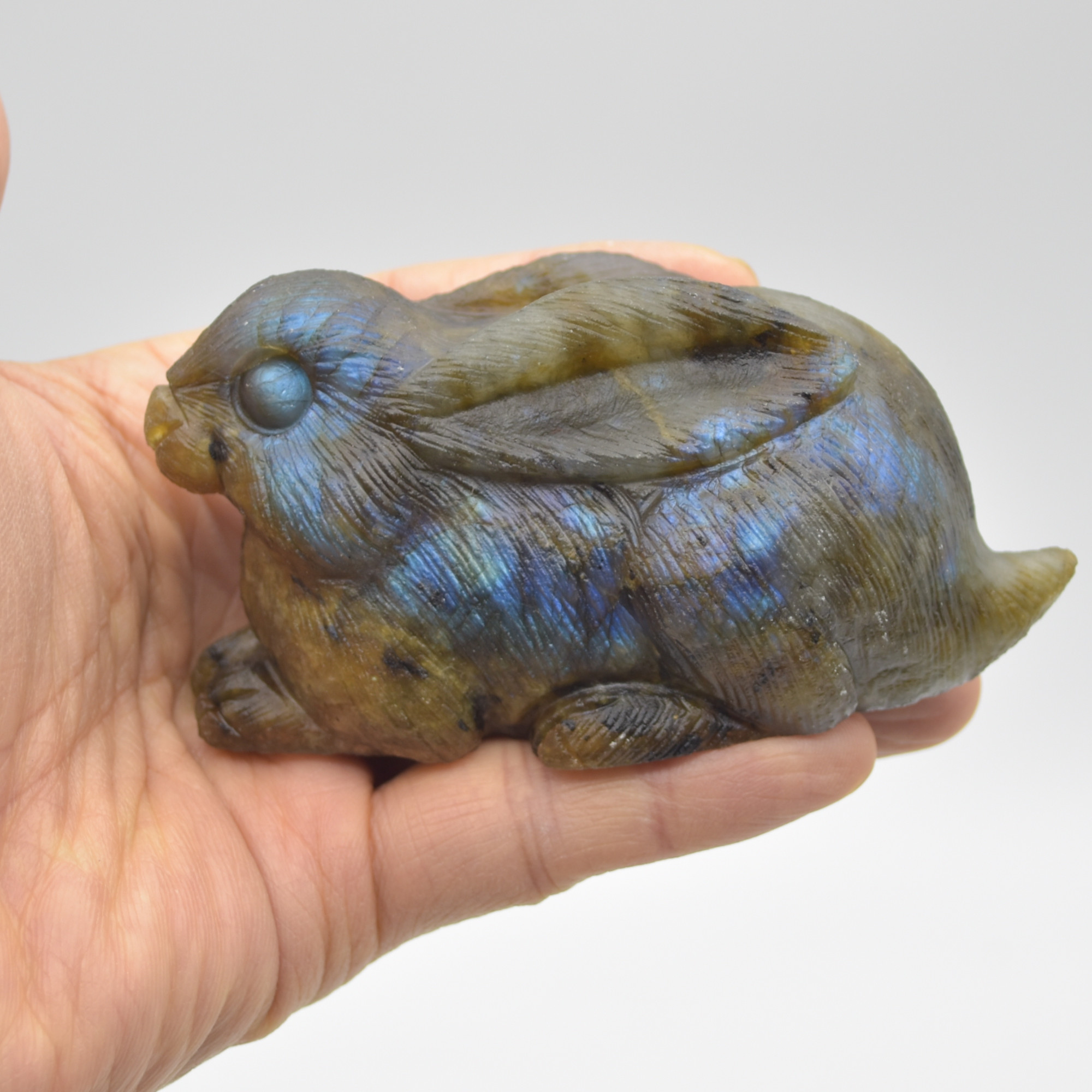 Labradorite Carved Rabbit - 9.5cm - 275 grams #01