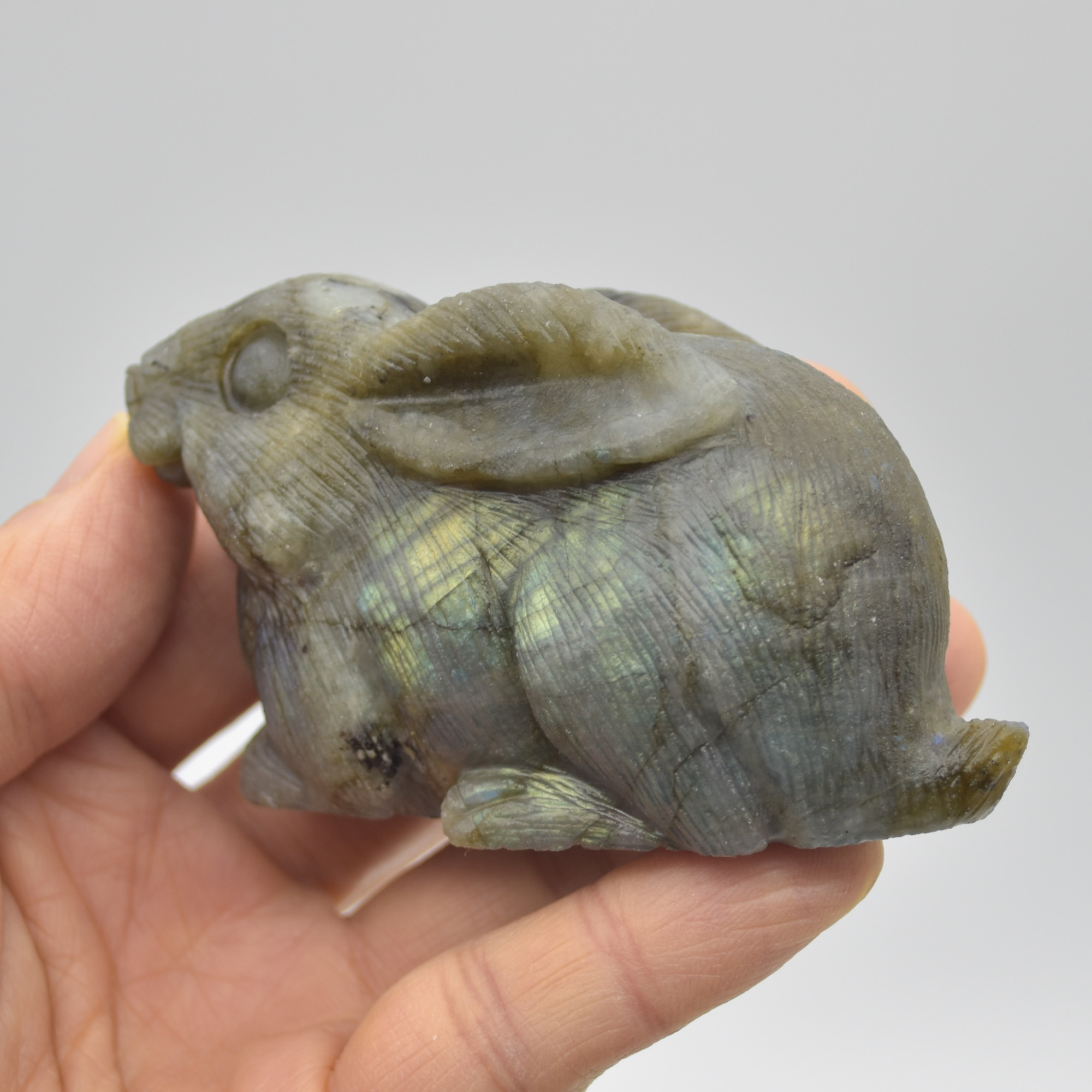 Labradorite Carved Rabbit - 8.5cm - 197 grams #04