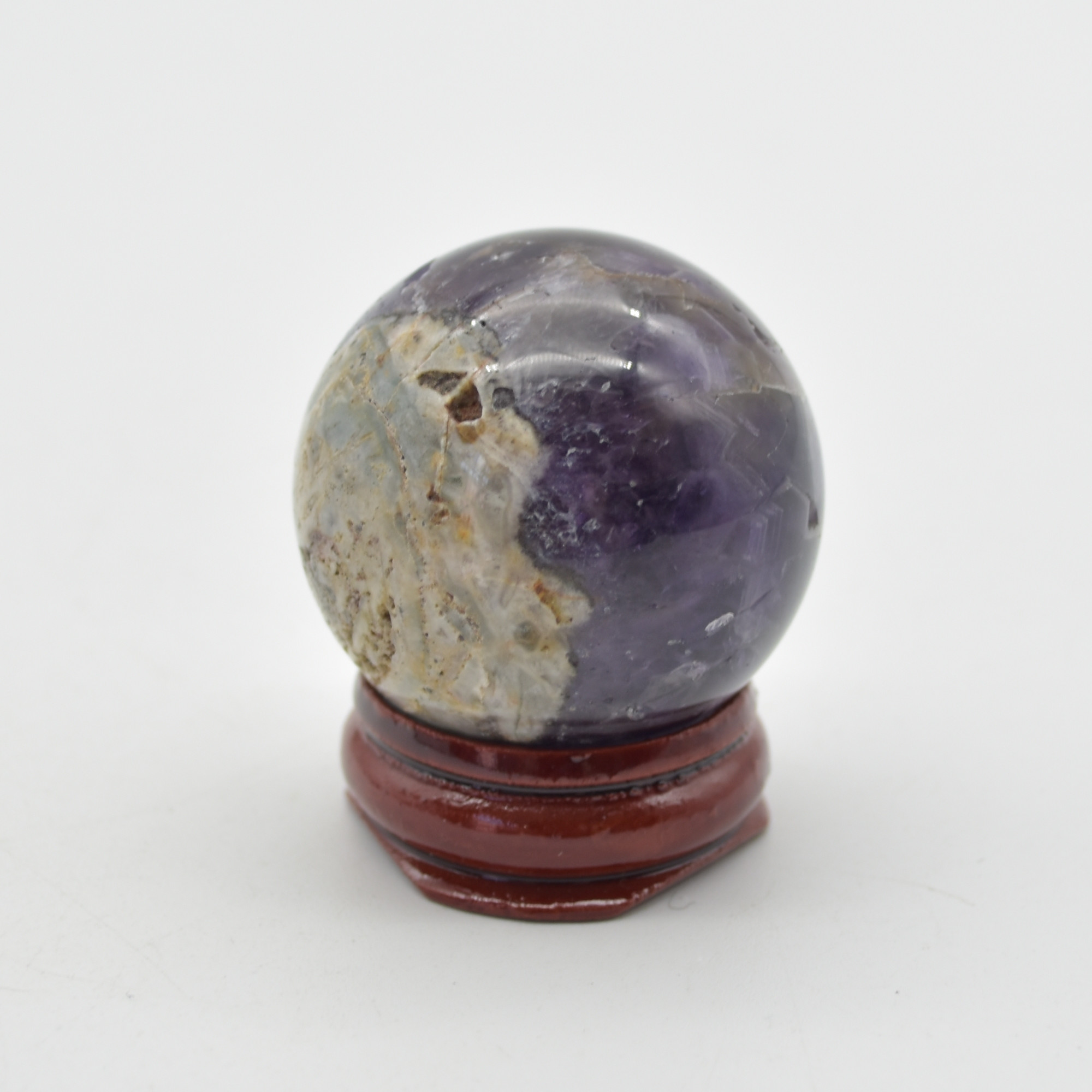 Chevron Amethyst Crystal Sphere Ball - 63 grams - 3.5cm #07 - Image 3