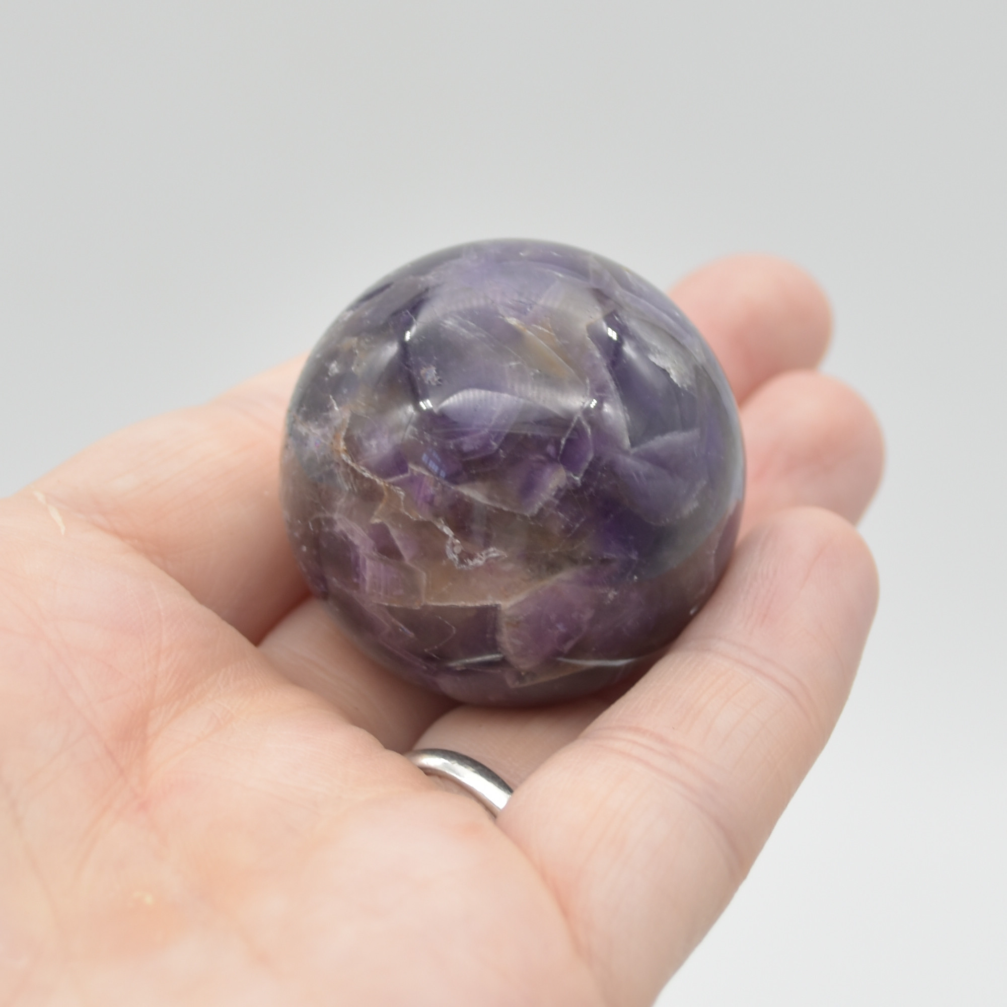 Chevron Amethyst Crystal Sphere Ball - 63 grams - 3.5cm #07 - Image 4