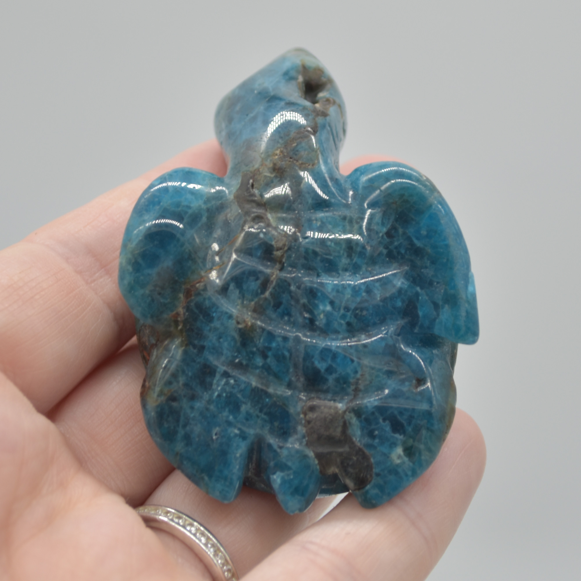 Apatite Gemstone Carved Turtle - 90 grams - 6.5cm - #02 - Image 6