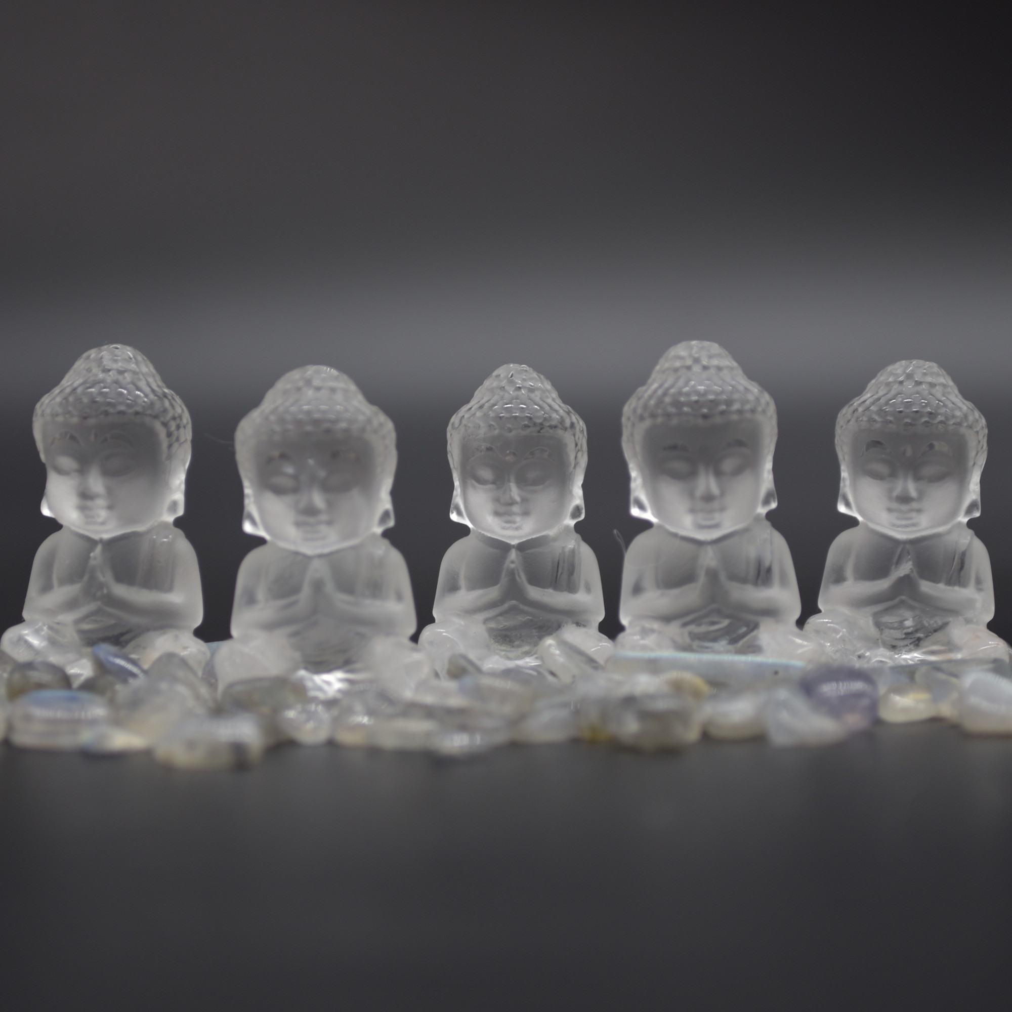 Clear Crystal Quartz Carved Mini Gemstone Buddha - 3.5cm - 1 Count - Image 6