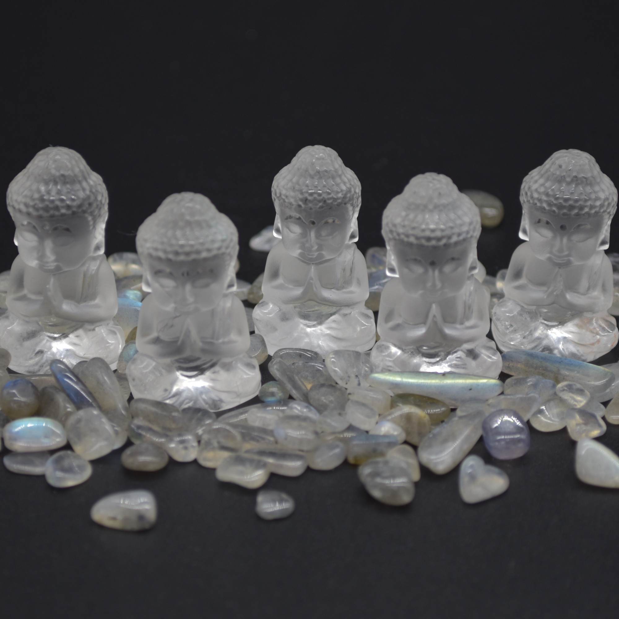 Clear Crystal Quartz Carved Mini Gemstone Buddha - 3.5cm - 1 Count - Image 8