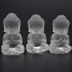 Clear Crystal Quartz Carved Mini Gemstone Buddha - 3.5cm - 1 Count