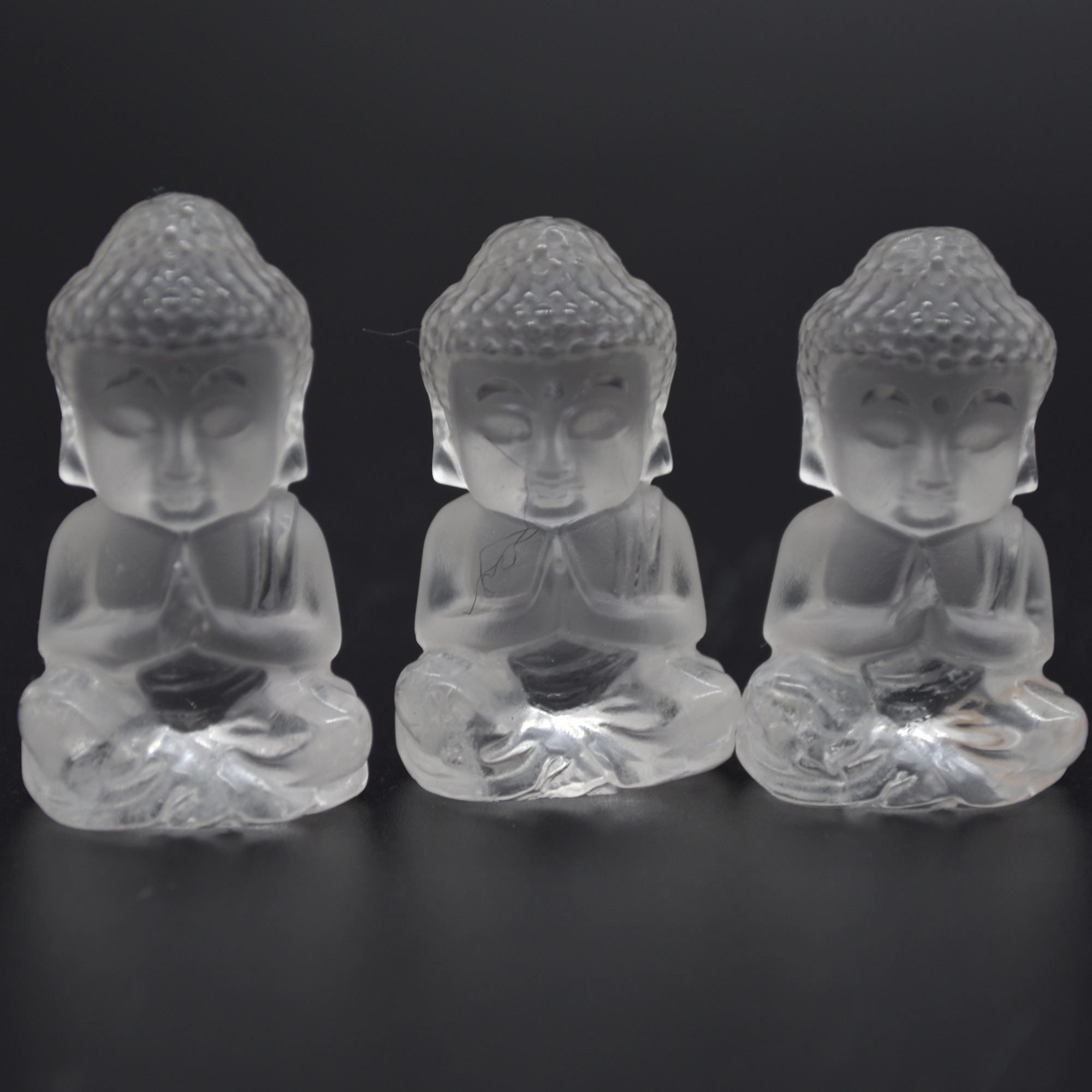 Clear Crystal Quartz Carved Mini Gemstone Buddha - 3.5cm - 1 Count