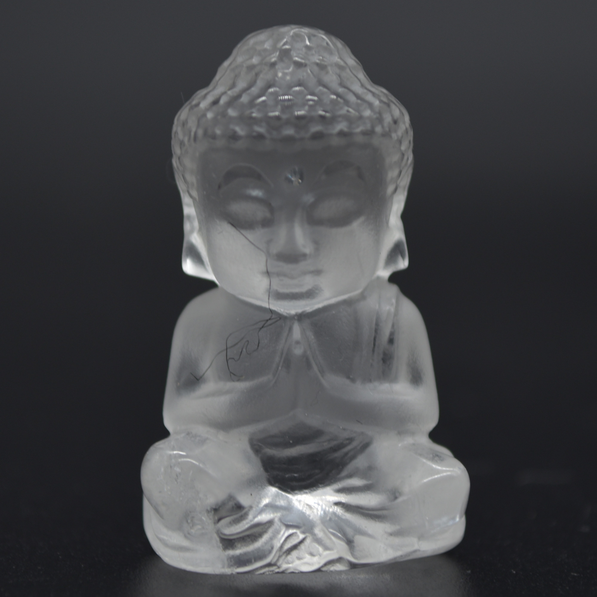 Clear Crystal Quartz Carved Mini Gemstone Buddha - 3.5cm - 1 Count - Image 3