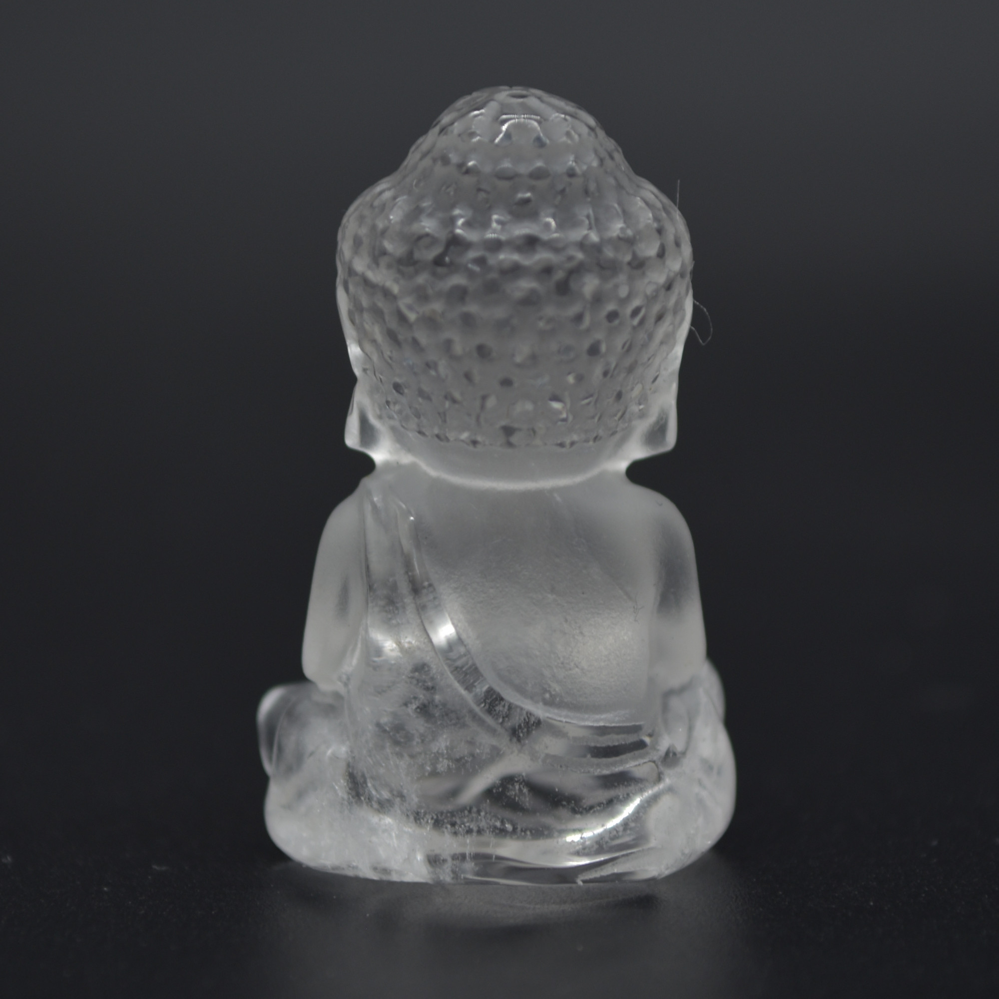 Clear Crystal Quartz Carved Mini Gemstone Buddha - 3.5cm - 1 Count - Image 5
