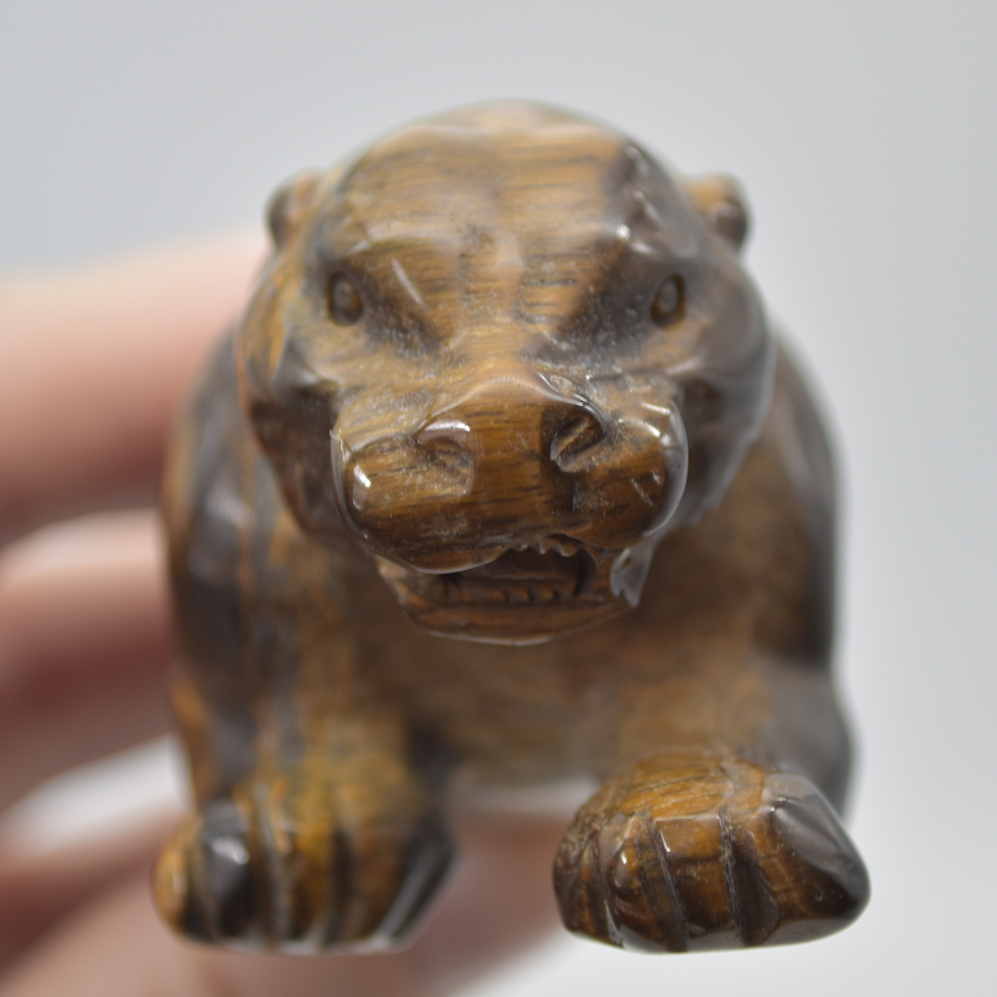 Tiger Eye Gemstone Carving - Leopard - 10.5cm - #01 - Image 8
