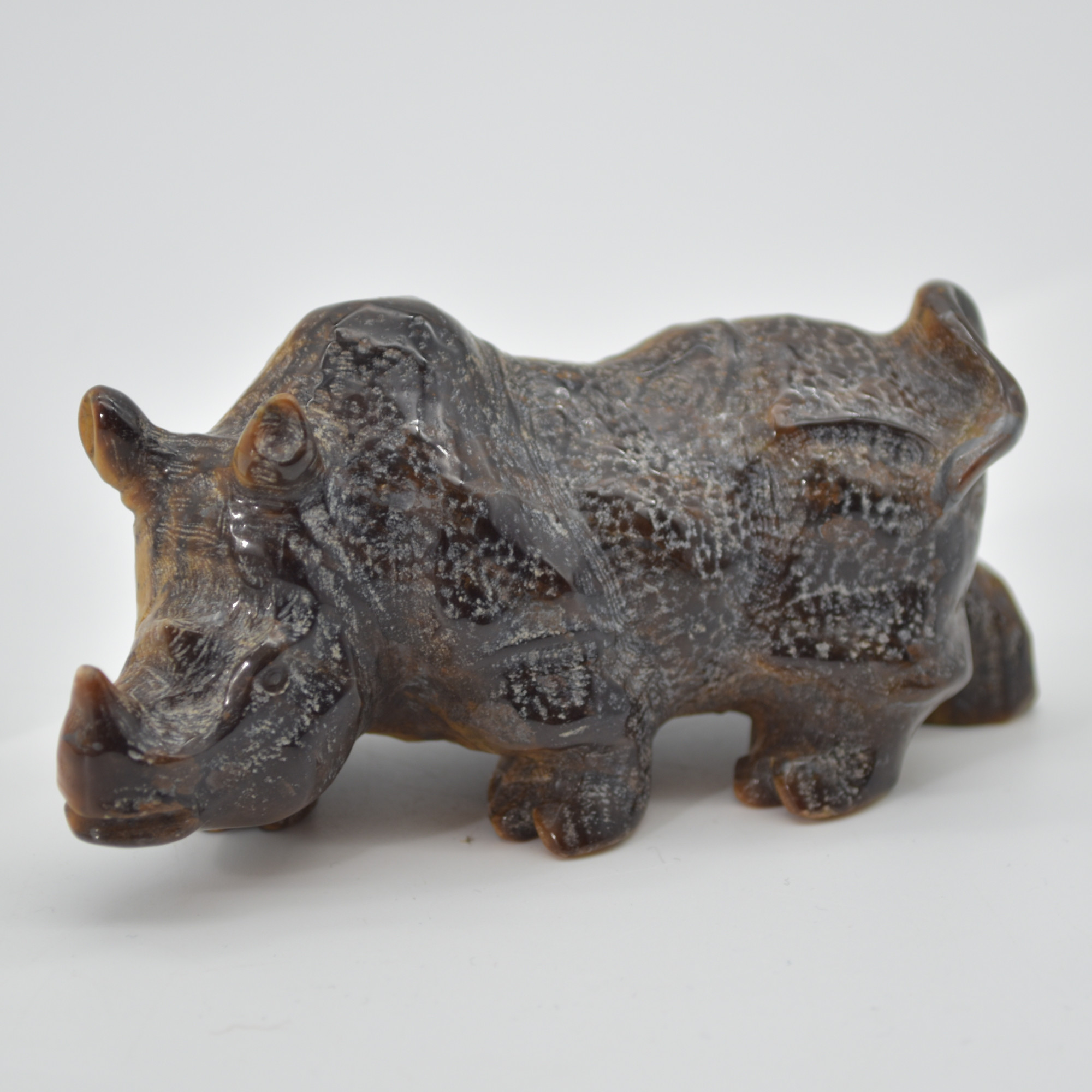 Tiger Eye Gemstone Carving - Rhino - 10.5cm - #01 - Image 3