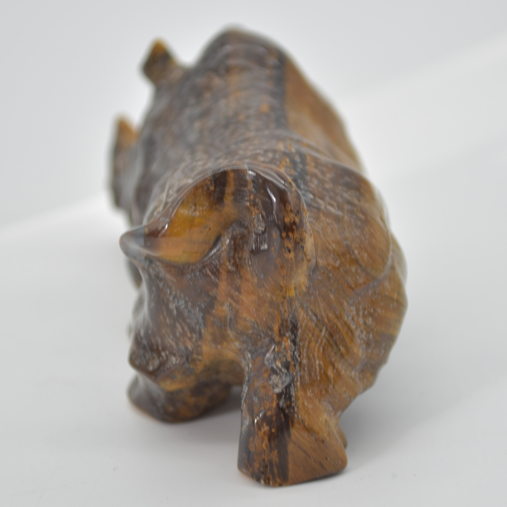 Tiger Eye Gemstone Carving - Rhino - 10.5cm - #01 - Image 5