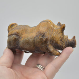 Tiger Eye Gemstone Carving - Rhino - 10.5cm - #01