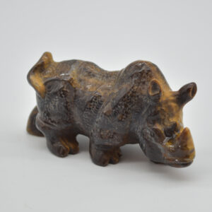 Tiger Eye Gemstone Carving - Rhino - 9.8cm - #02