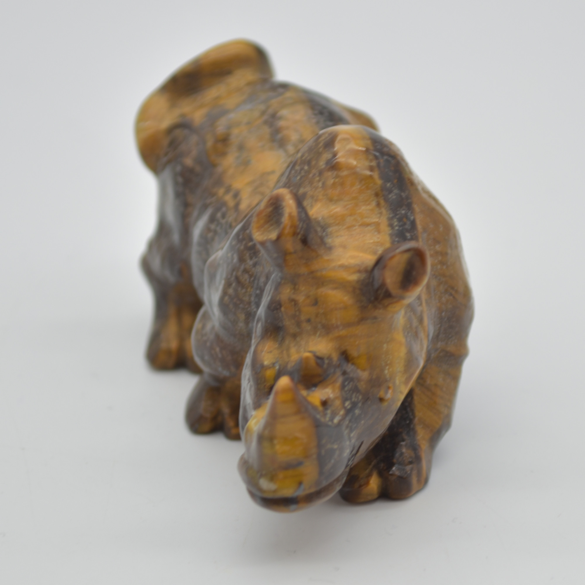 Tiger Eye Gemstone Carving - Rhino - 9.8cm - #02 - Image 2