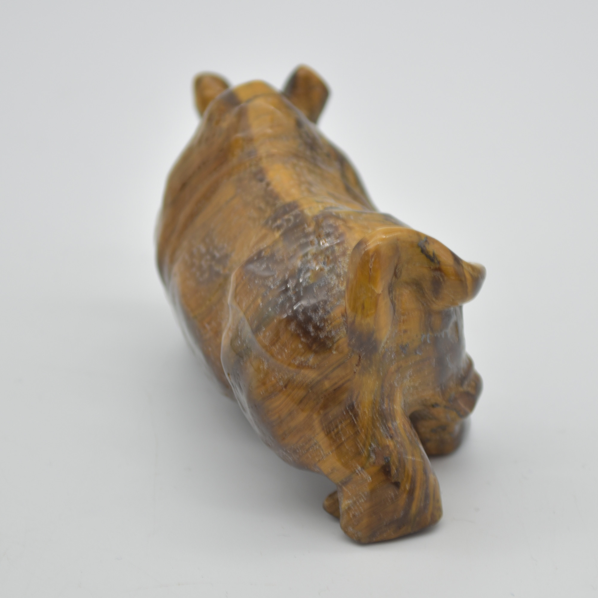 Tiger Eye Gemstone Carving - Rhino - 9.8cm - #02 - Image 3