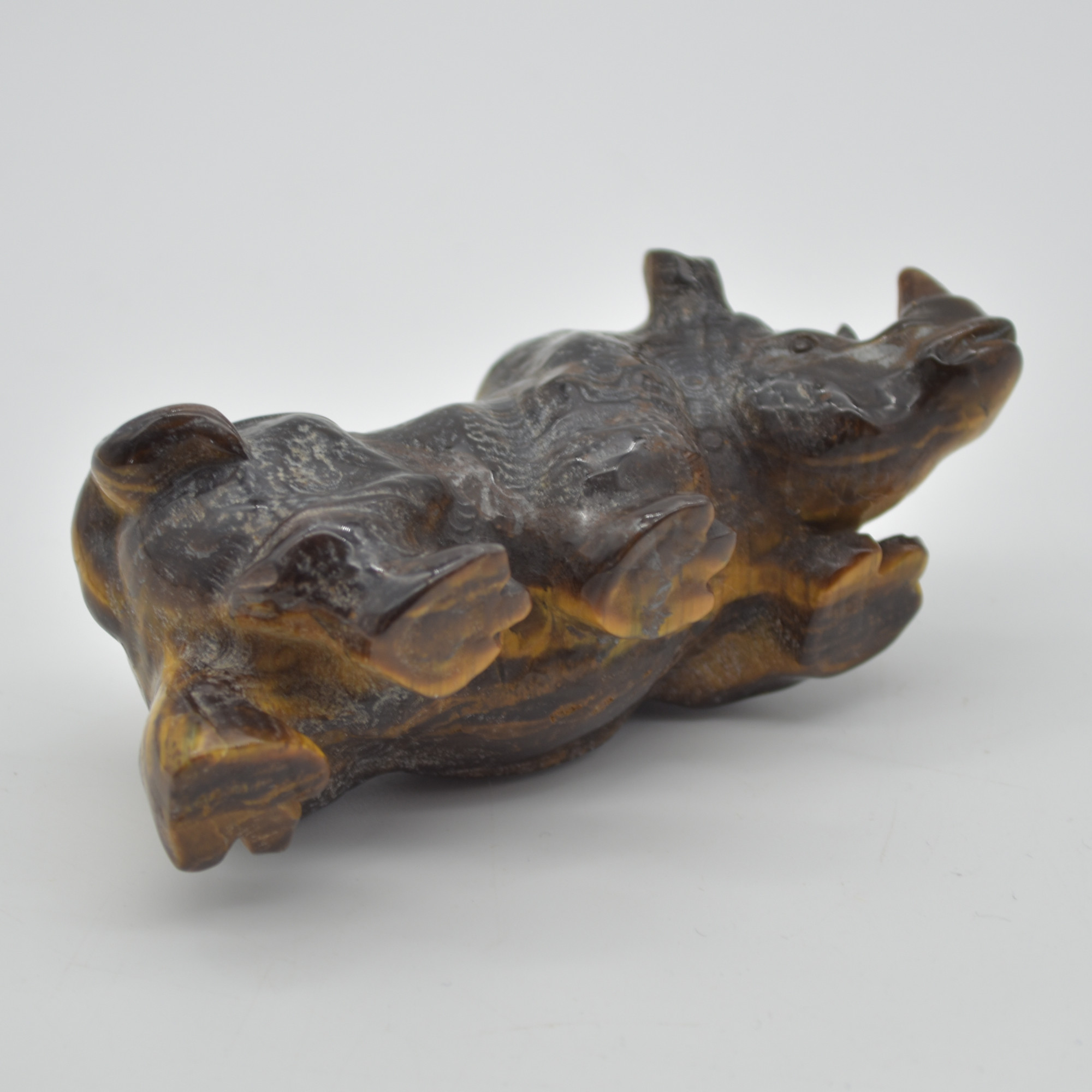 Tiger Eye Gemstone Carving - Rhino - 9.8cm - #02 - Image 5