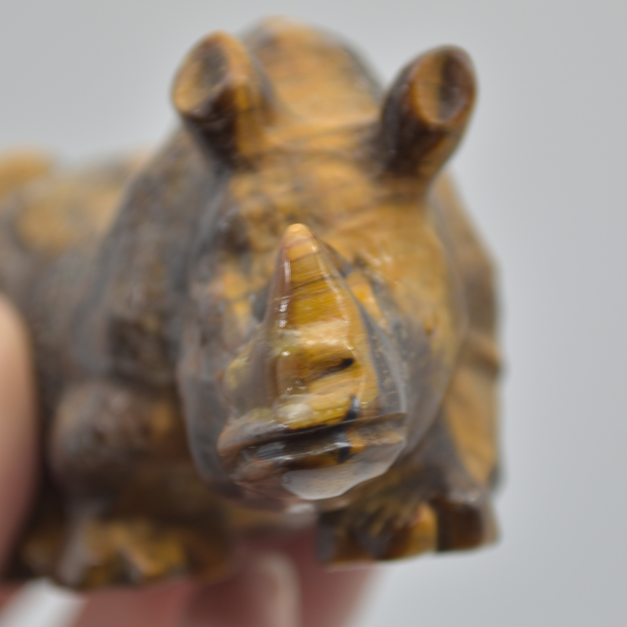 Tiger Eye Gemstone Carving - Rhino - 9.8cm - #02 - Image 7