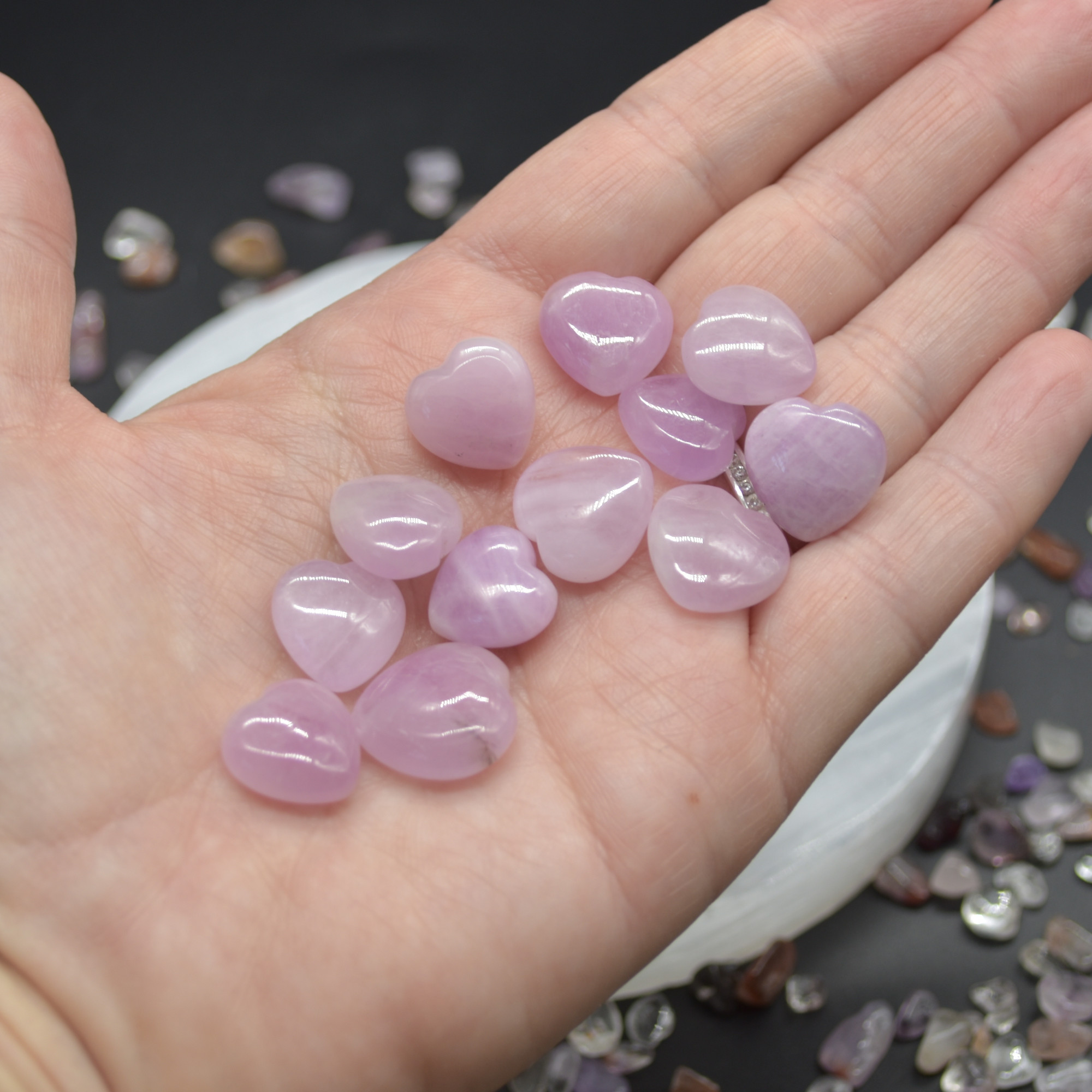 Kunzite Crystal Gemstone Mini Heart - 1.2cm - 1.5cm - 1 or 4 Count - Image 6