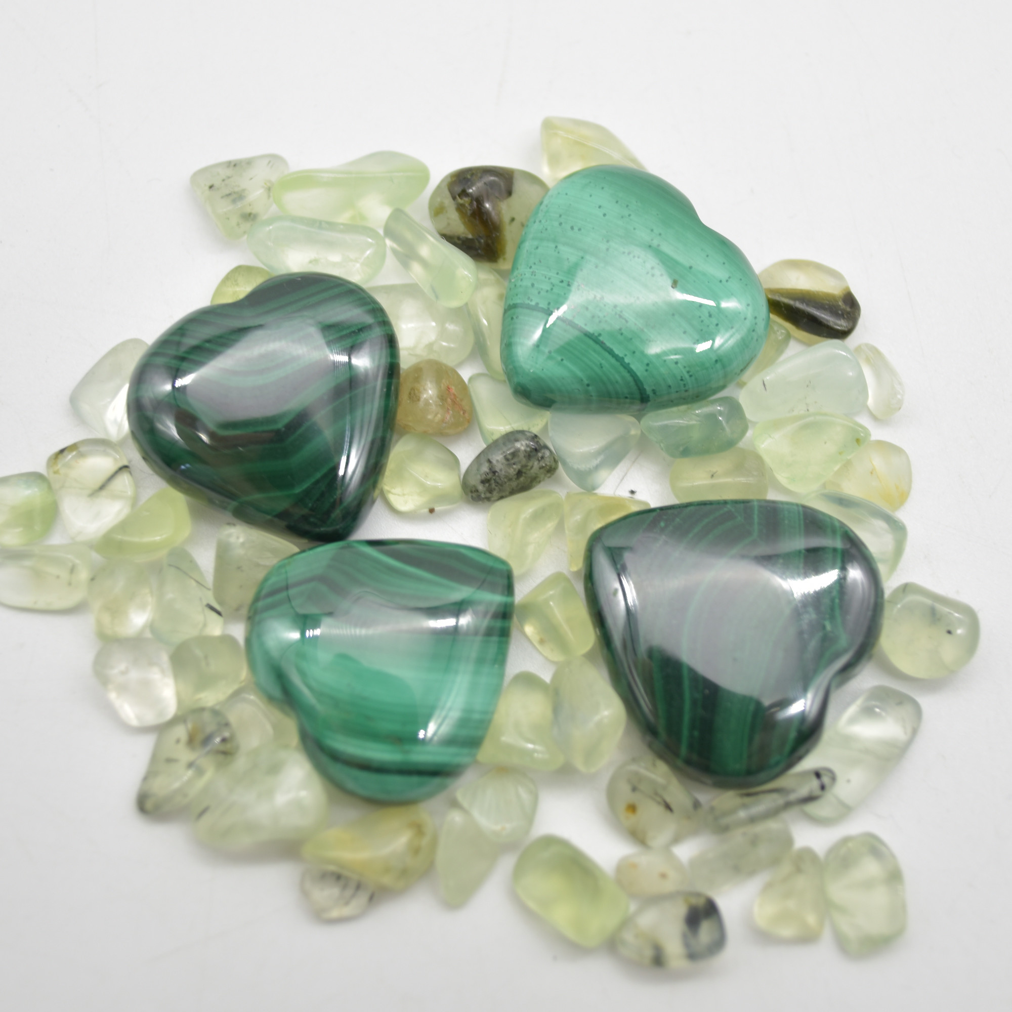 Malachite Carved Gemstone Hearts- 2cm- 2.5cm - 1 or 4 Count - Image 3