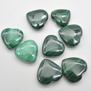 Malachite Carved Gemstone Hearts- 2cm-  2.5cm - 1 or 4 Count