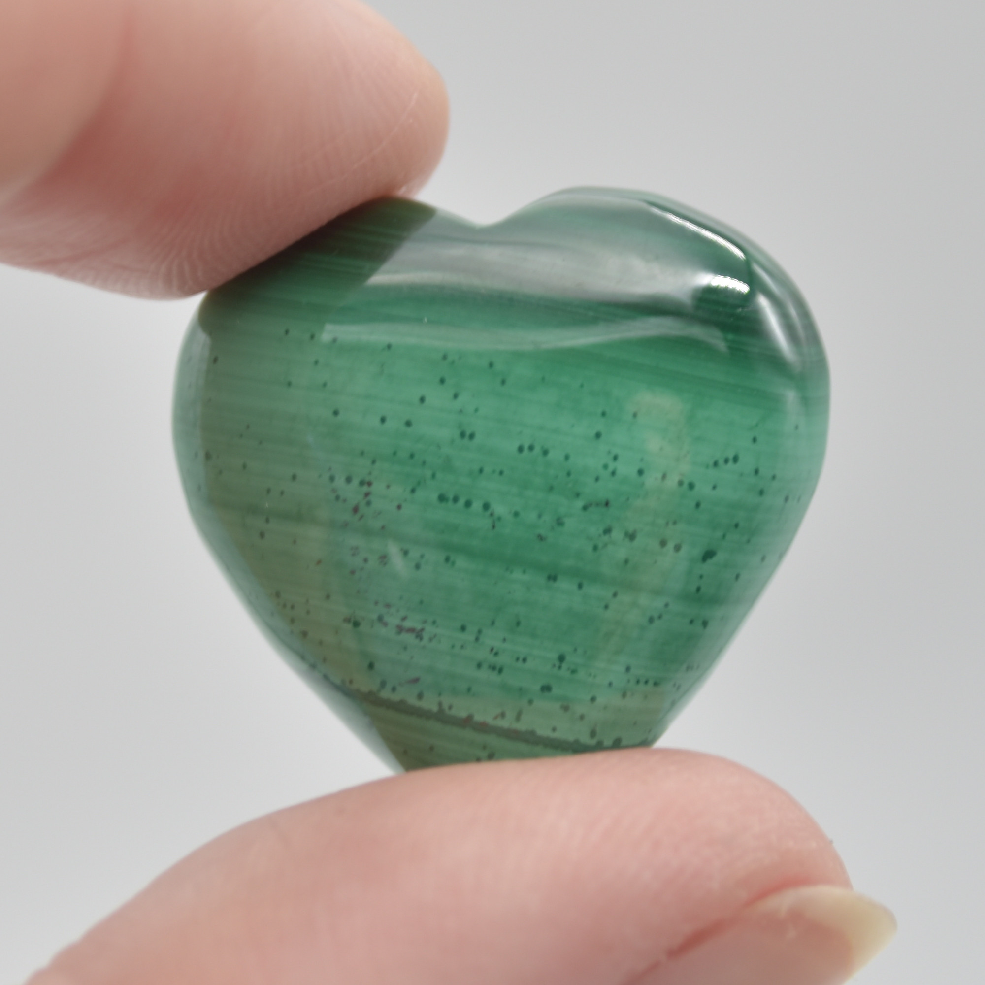 Malachite Carved Gemstone Hearts- 2cm- 2.5cm - 1 or 4 Count - Image 6