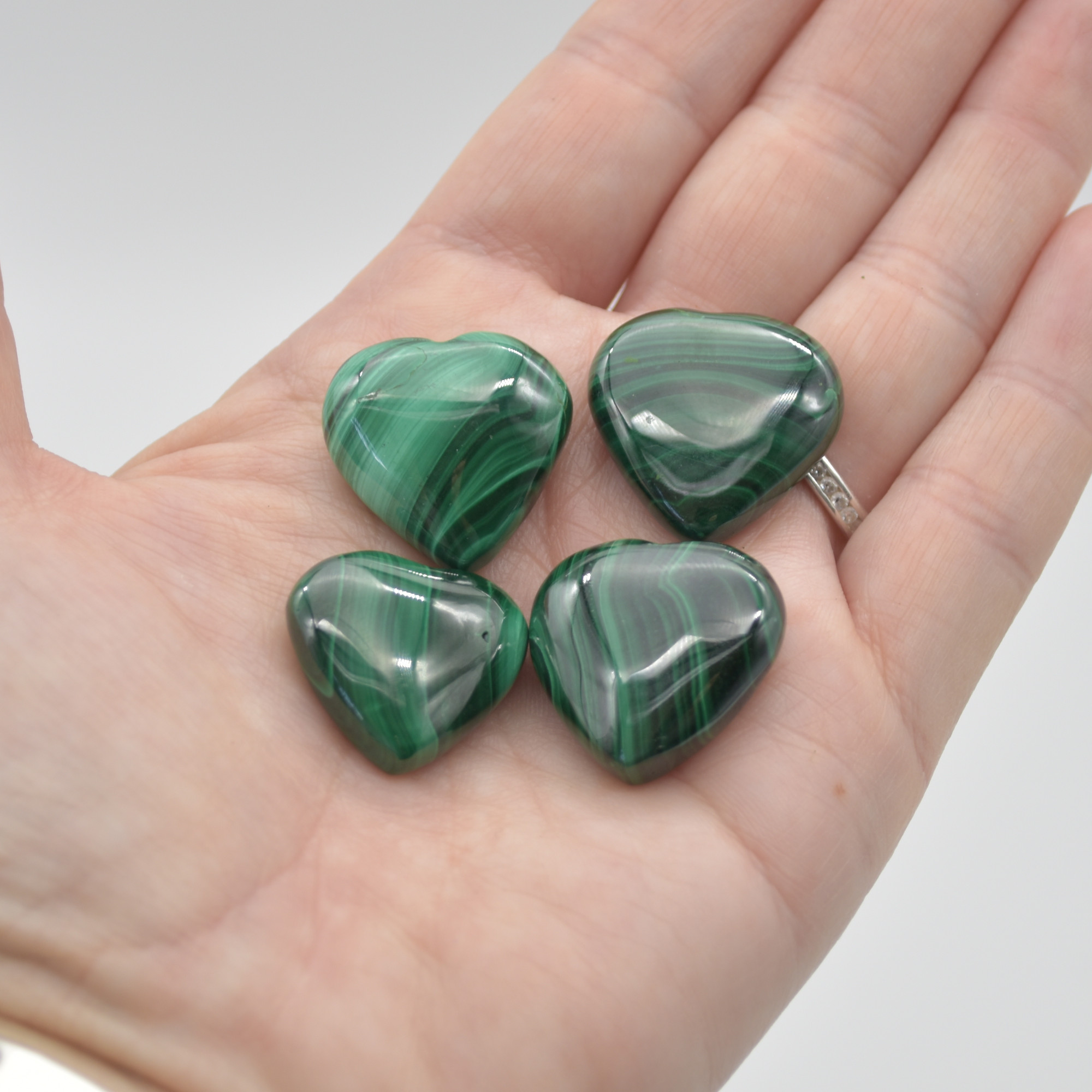 Malachite Carved Gemstone Hearts- 2cm- 2.5cm - 1 or 4 Count - Image 7