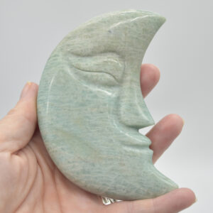 Amazonite Carved Moon with Face - 10.5cm #01
