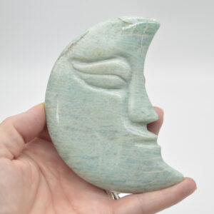 Amazonite Carved Moon with Face - 10.5cm #02