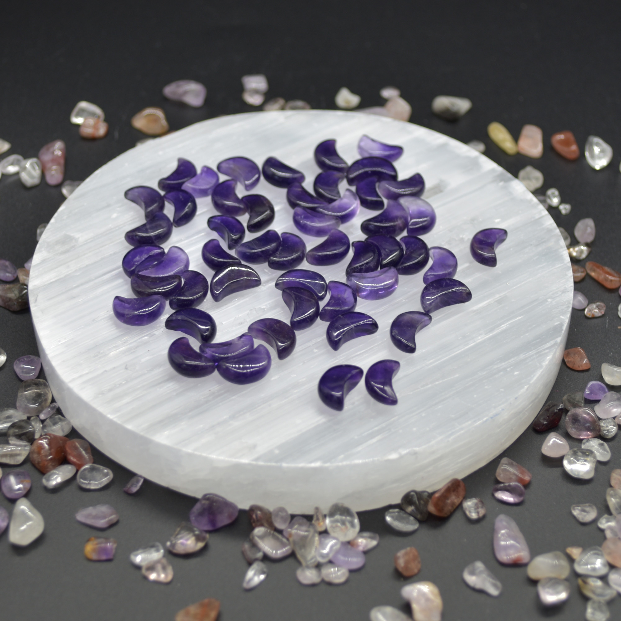 4 Amethyst Mini Crystal Gemstone Moon - 1.2cm - Image 2