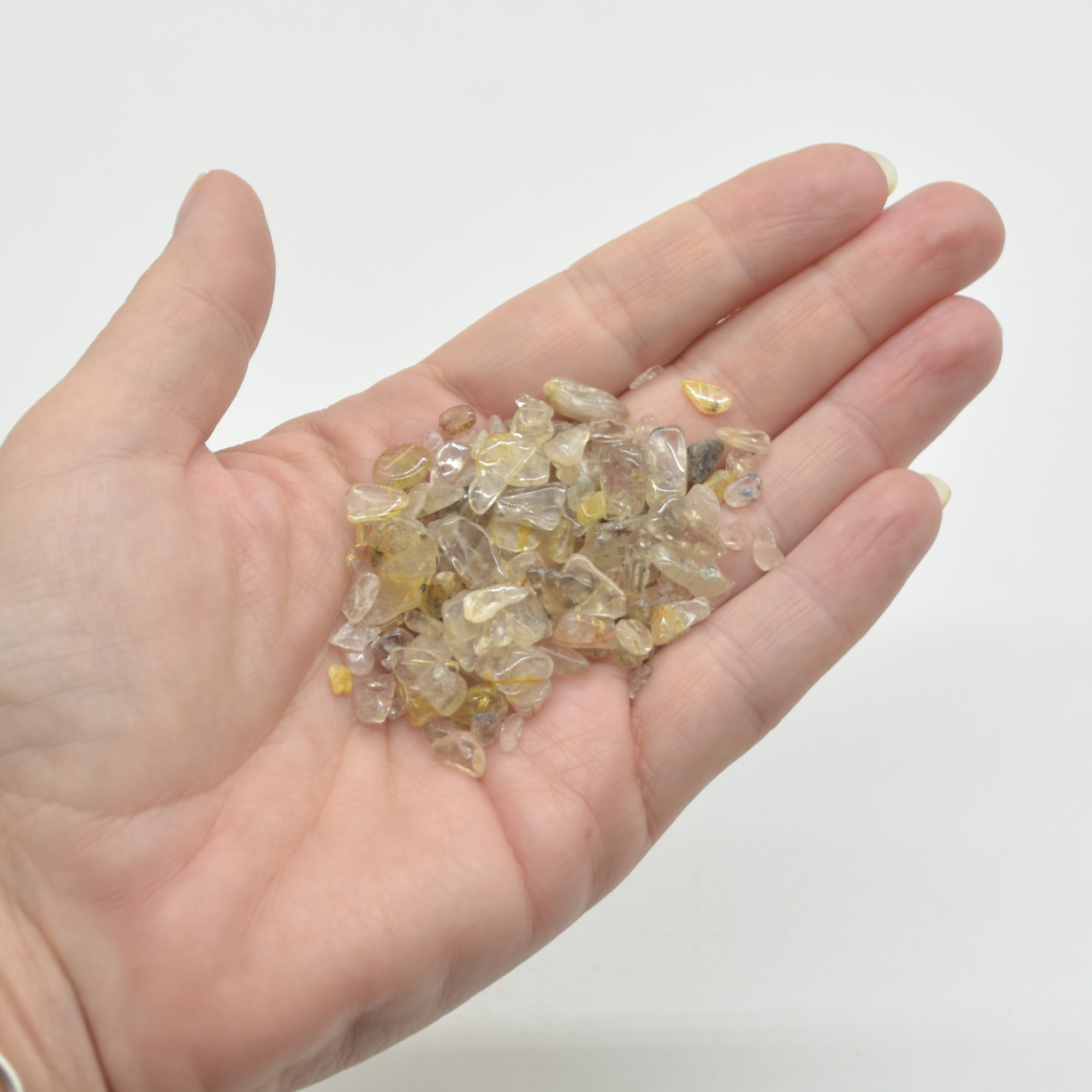 Gold Rutilated Quartz Crystal Chips / Nuggets - 100 grams - Image 2